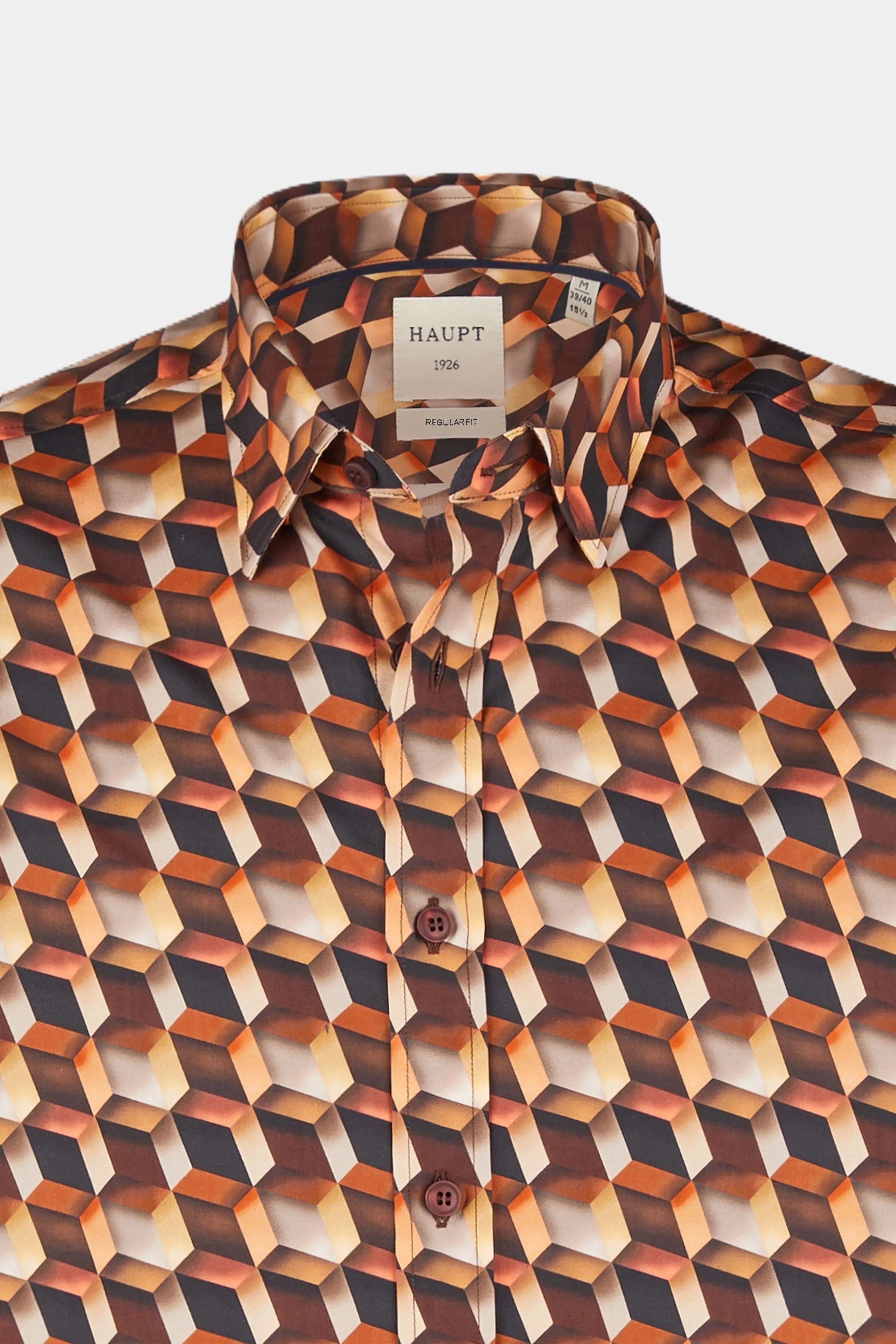 Haupt Langarmhemd Haupt Regular Fit geometrisches Muster Langarm Baumwoll-H günstig online kaufen