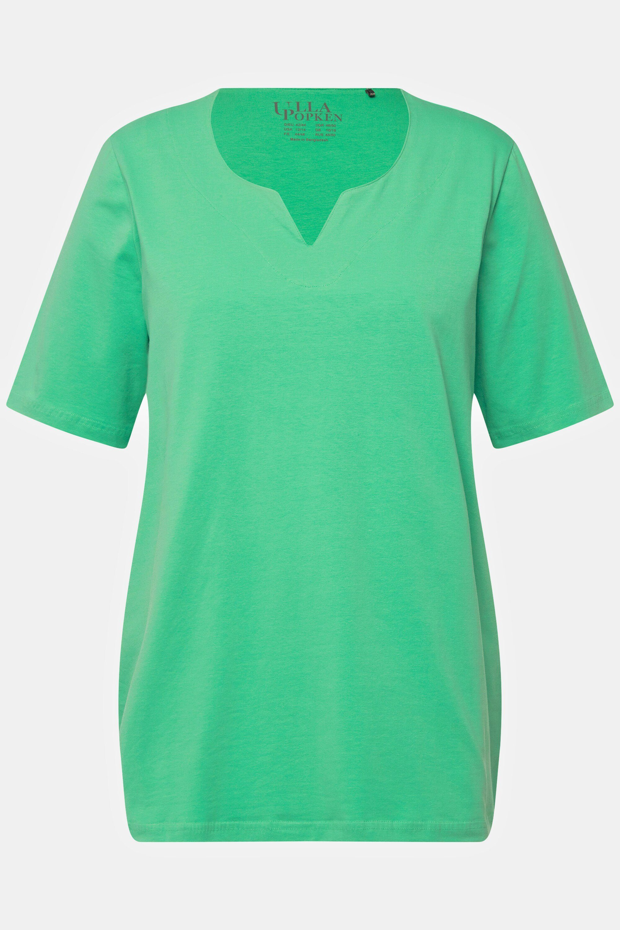 A-Linie Popken Ulla T-Shirt Rundhalsshirt Tunika-Ausschnitt Halbarm frühlingsgrün