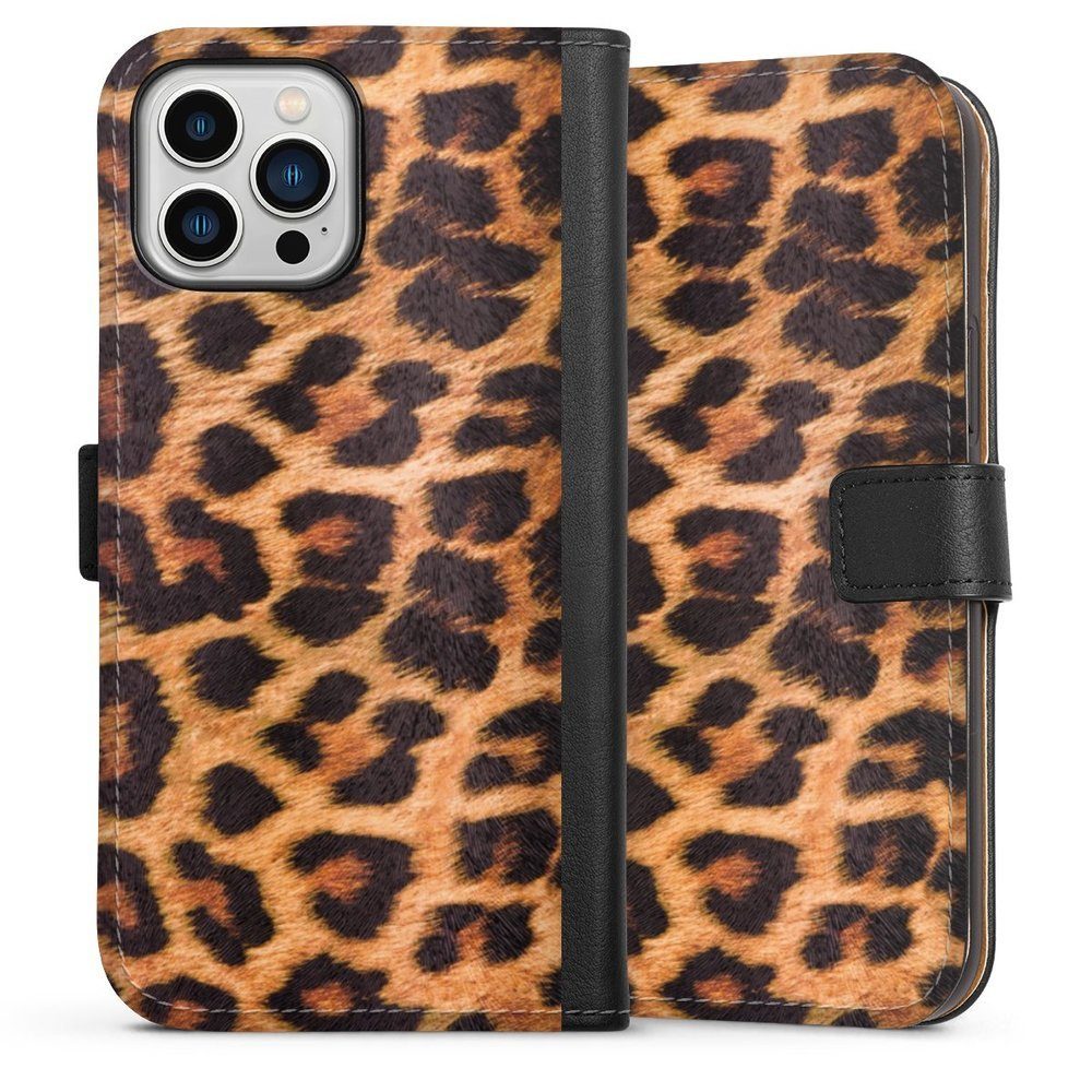 DeinDesign Handyhülle Leopard Fell Animalprint Leo Print, Apple iPhone 13 Pro Max Hülle Flip Case Klapphülle Handytasche Leder