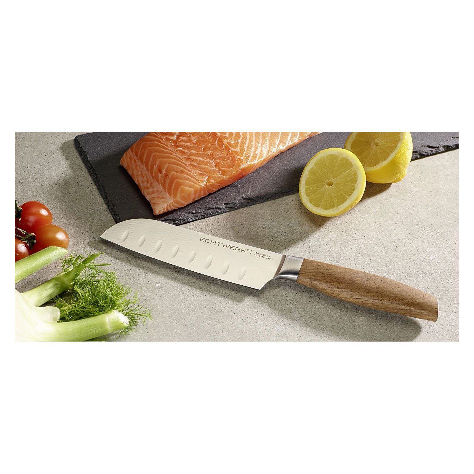 ECHTWERK Kochmesser ECHTWERK Edelstahl Santokumesser, Küchenmesser, Einsteigermesser, Küchenmesser, Allzweckmesser, Spezialstahl, Klingenlänge: 15 cm – Bild 3 von 4