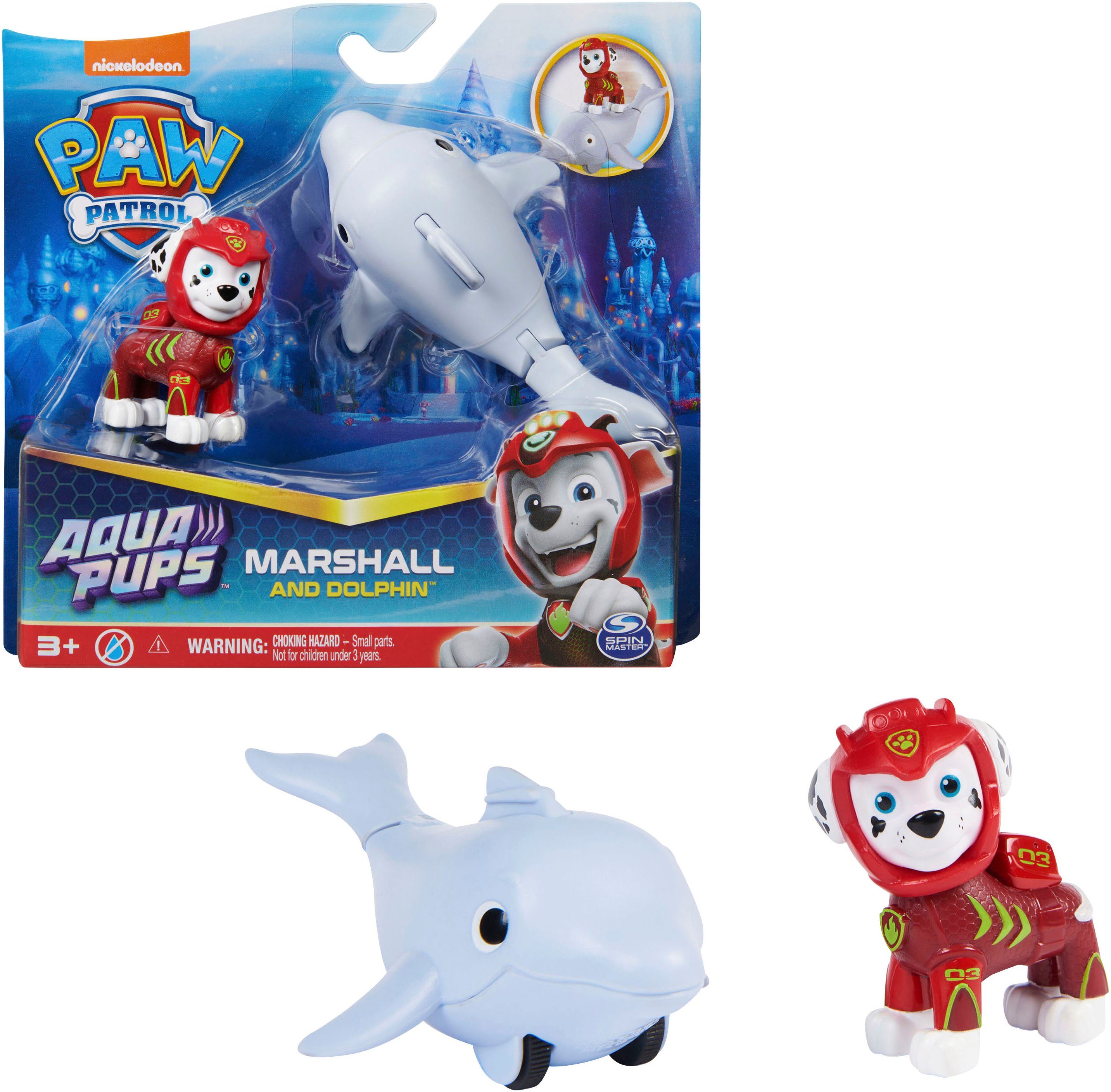 Spin Master Spielfigur Paw Patrol - Aqua Pups - Hero Pups Solid Marshall, (Set)