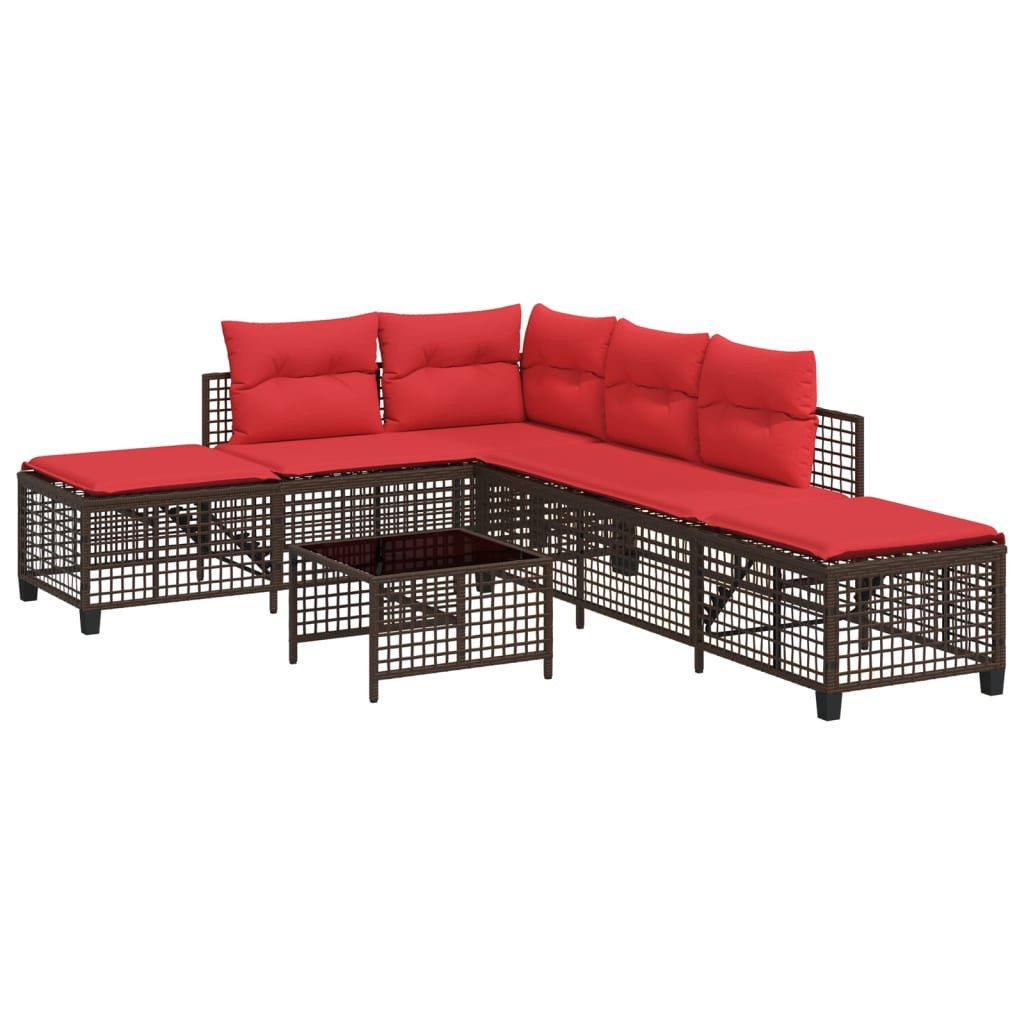 vidaXL Loungesofa 3-teiliges Ecksofa-Set für den Garten mit Kissen, braun, Polyrattan, 1 Teile