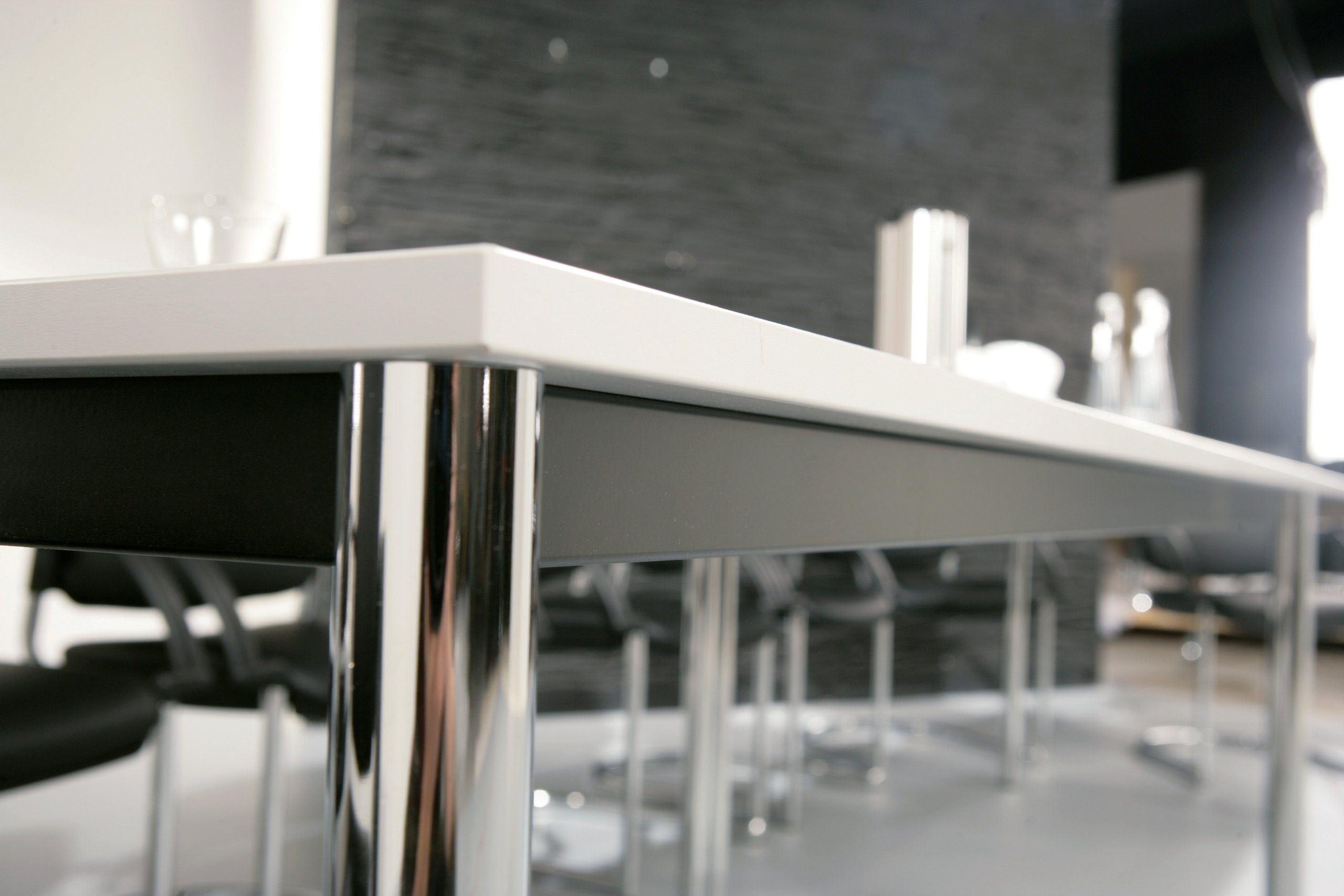 Dekor: Rundrohr - Konferenztisch Weiß Serie-D, cm Gestell: - bümö Besprechungstisch schwarz 160x80 Rechteck: