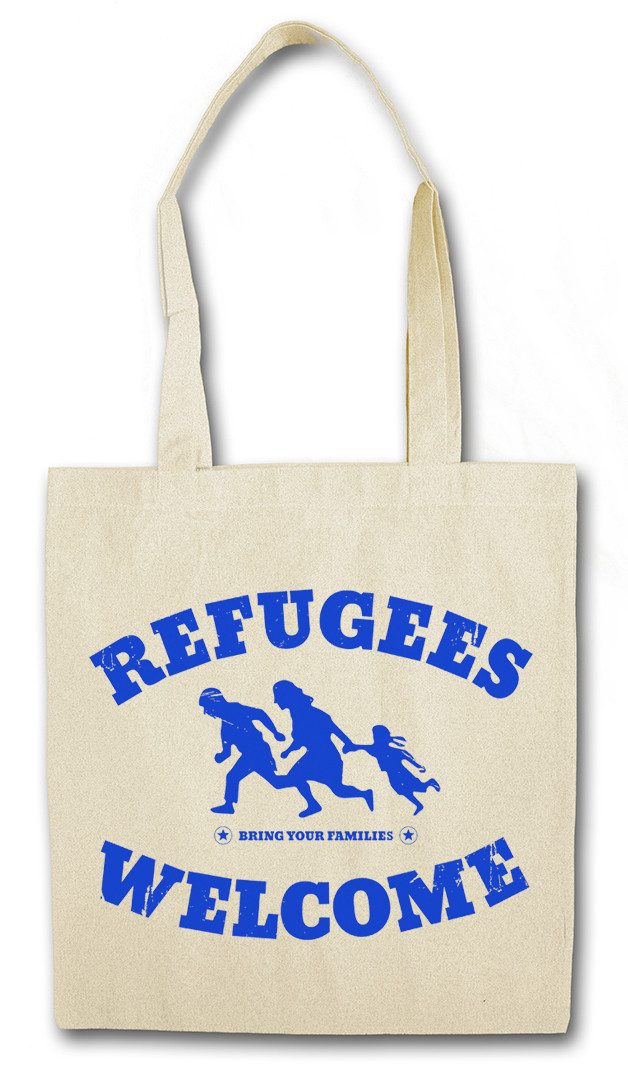 Beuteltasche Refugees Welcome II Stofftasche Demo Pro Willkommen Flüchtlinge Pro
