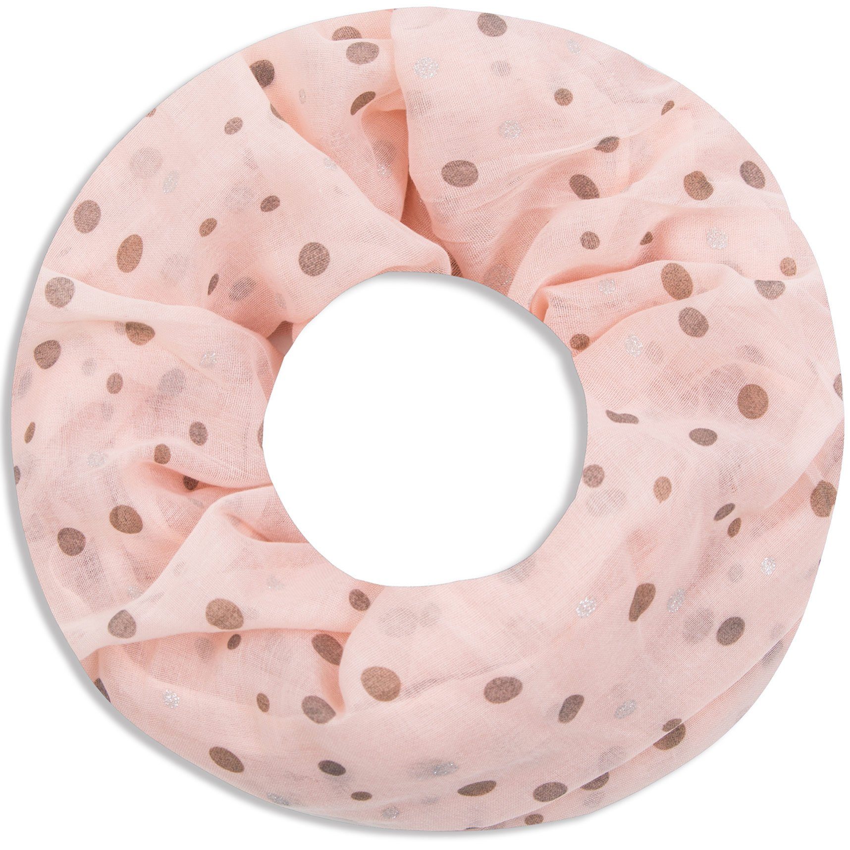 Faera Loop, Damen luftig Rundschal Loopschal Schal mit und rose weich erfrischendem Punkt-Muster