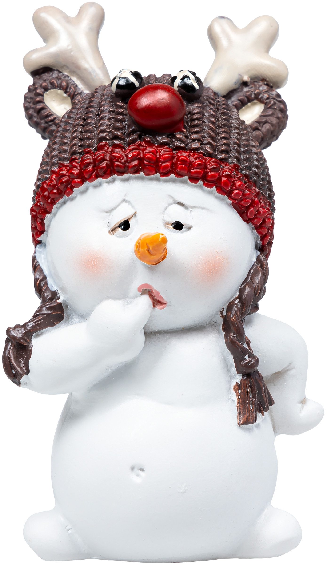 SIKORA Weihnachtsfigur Mini Schneemann Deko Figur Set mit Tiermützen kleine 3 Motive - DK34