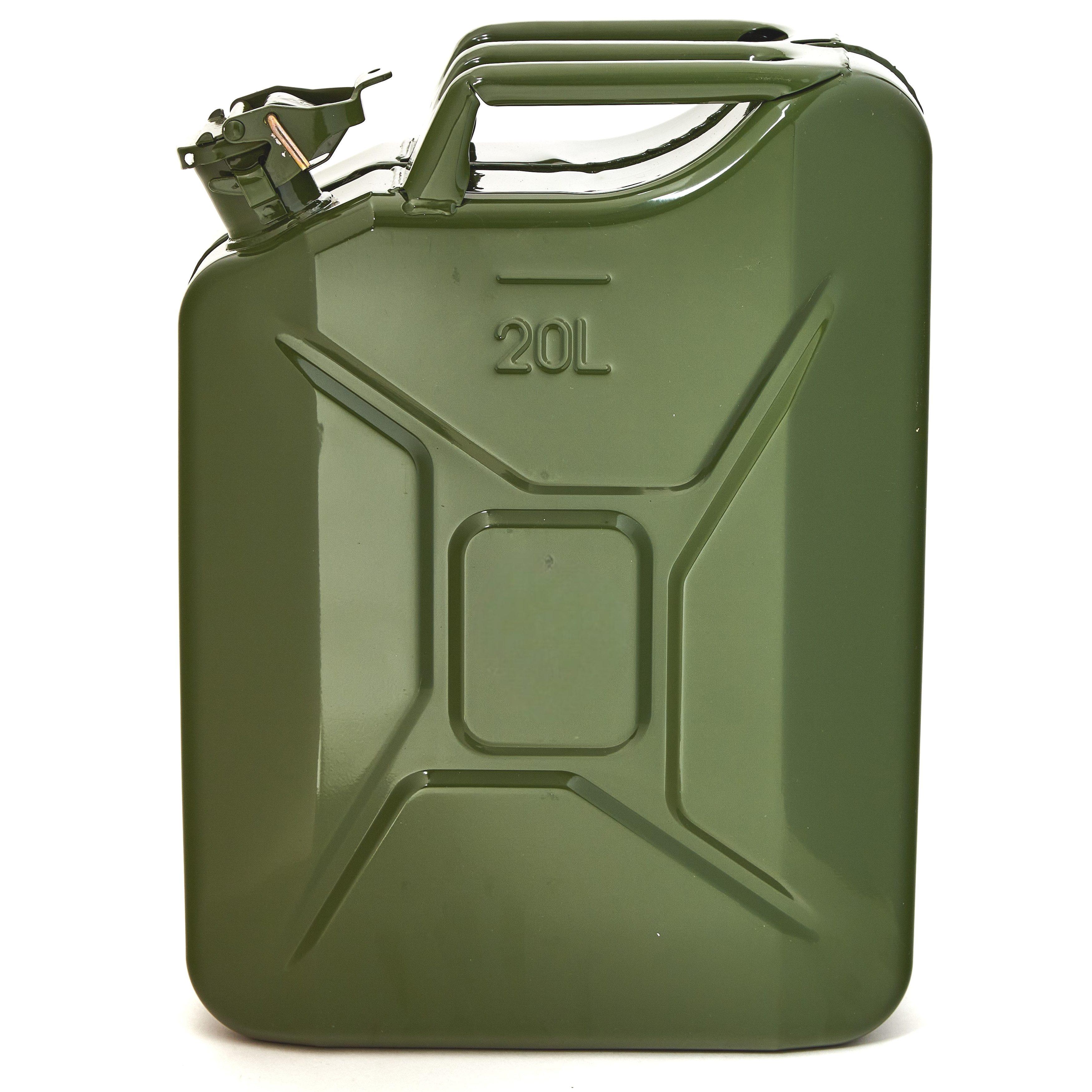 BW Benzinkanister Metall Kraftstoffkanister 20 Liter (nach NATO Standard, Made in Europe), TÜV-geprüft und UN-Zulassung