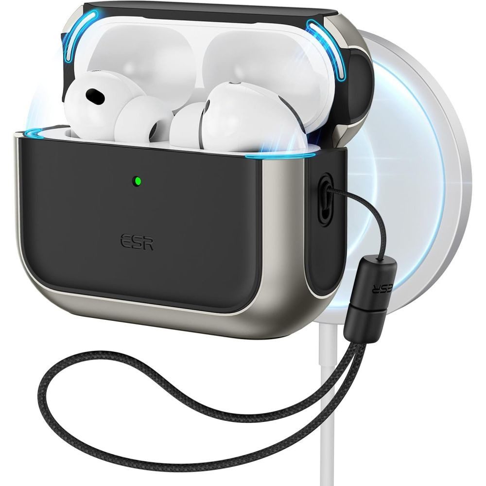 ESR Kopfhörer-Schutzhülle Magnethülle Ladecase-Schutzhülle Schutzetui, MagSafe-kompatibel, Trageband, LED sichtbar