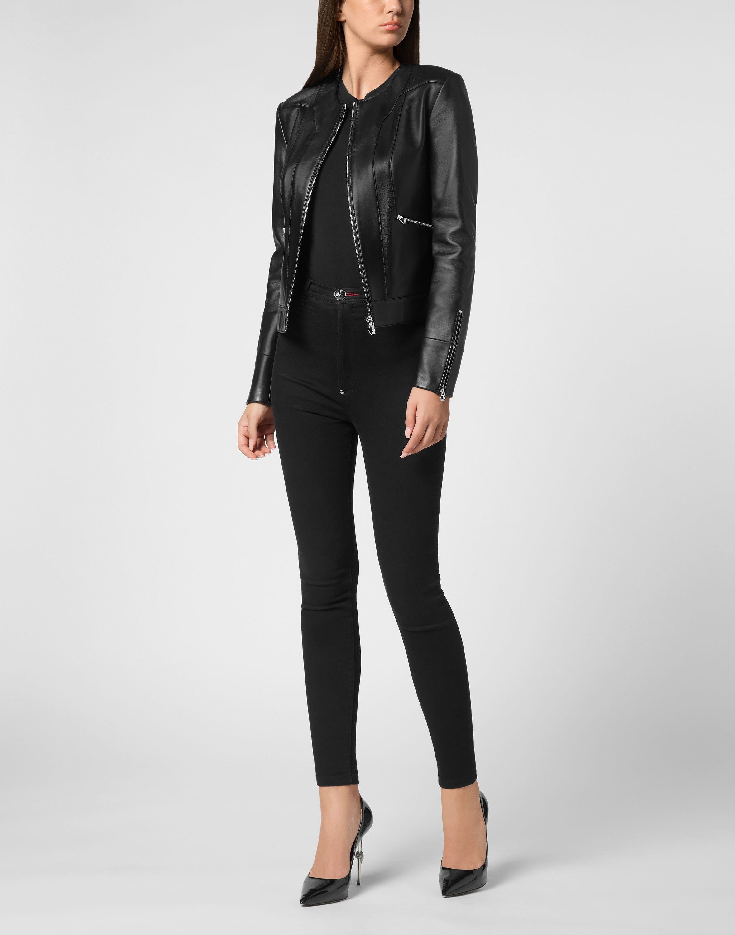 PHILIPP PLEIN Bikerjacke Leder-Bikerjacke