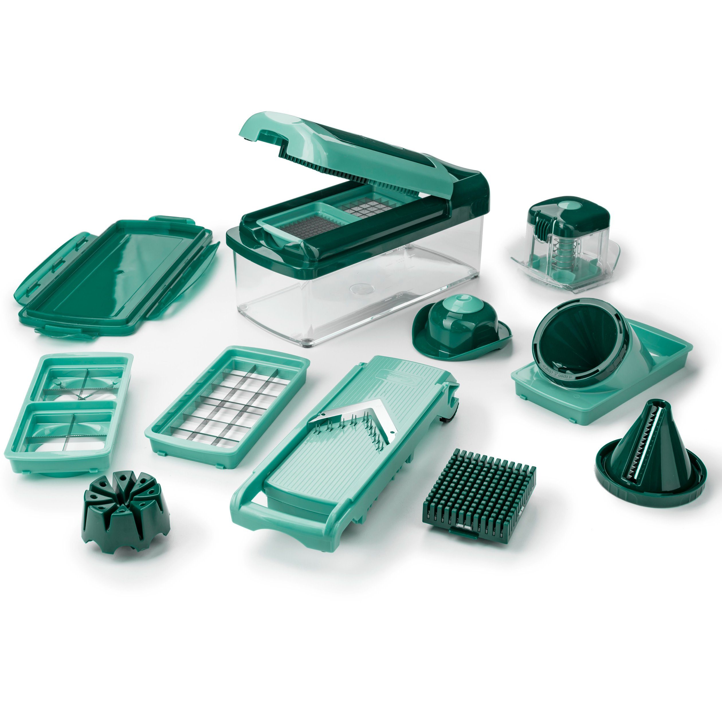 Genius Gemüseschneider Zerkleiner Nicer Dicer Fusion Smart Gemüsehobel manuell, Julietti Spiralschneider für Juliennes, Würfel