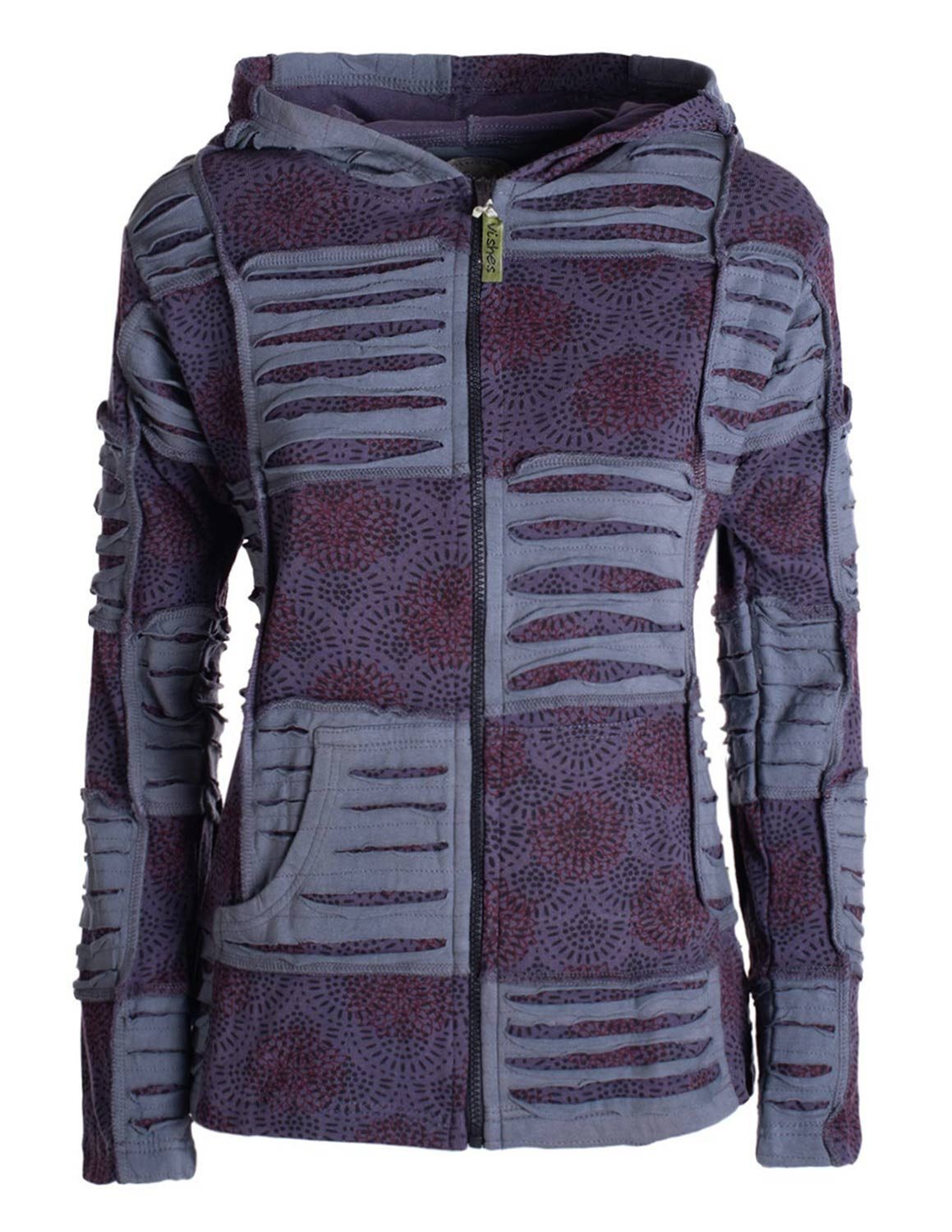 Vishes Kapuzensweatjacke Damen Patchwork Jacke Blumen-Sweatjacke günstig online kaufen