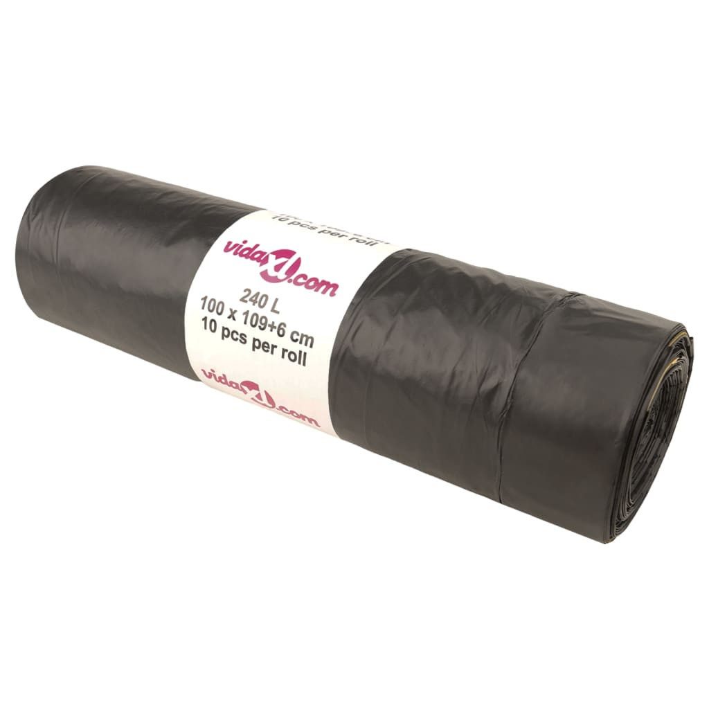 vidaXL Müllbeutel Müllsäcke mit Zugband 150 Stk. Schwarz 240 L