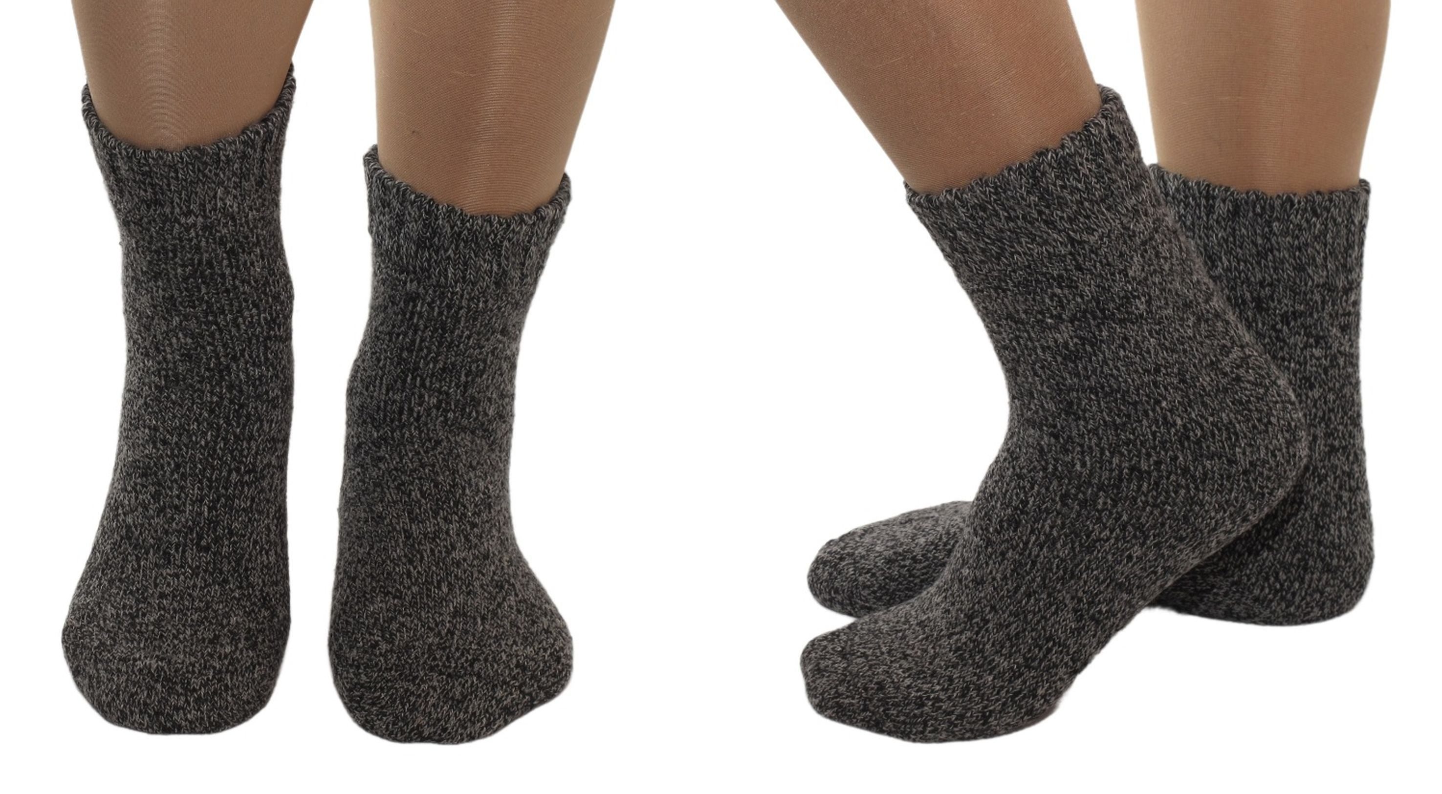 Antonio Socken 3 Paar Wollsocken Socken Strümpfe Damen Schwarz Grau Grün Meliert