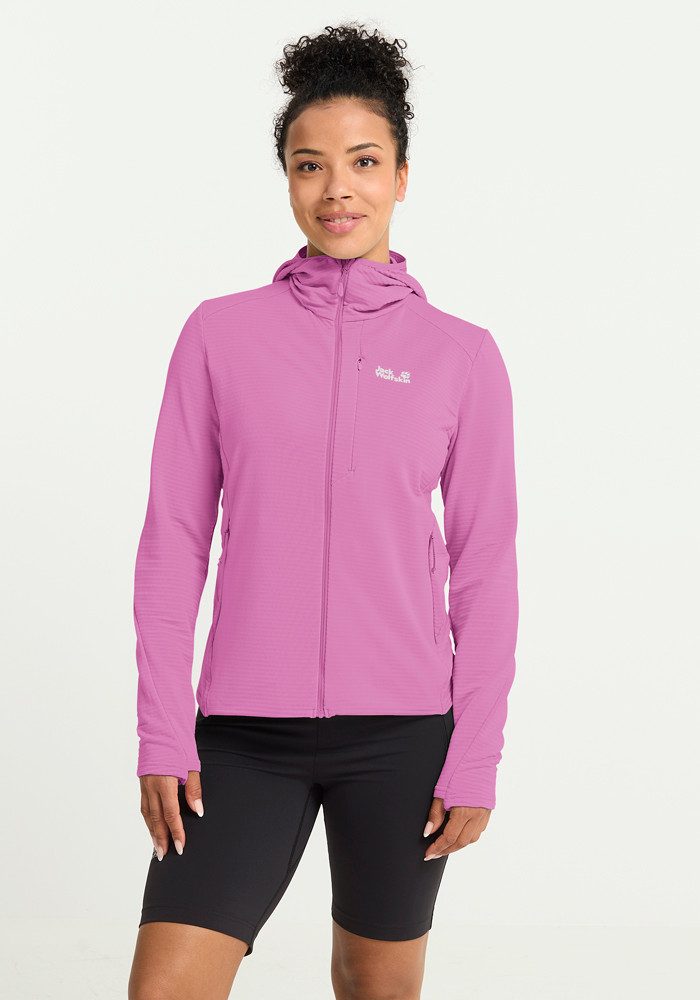 Jack Wolfskin Fleecejacke LITESTRIDE HOODED FZ W atmungsaktiv, leicht, Übergangsjacke