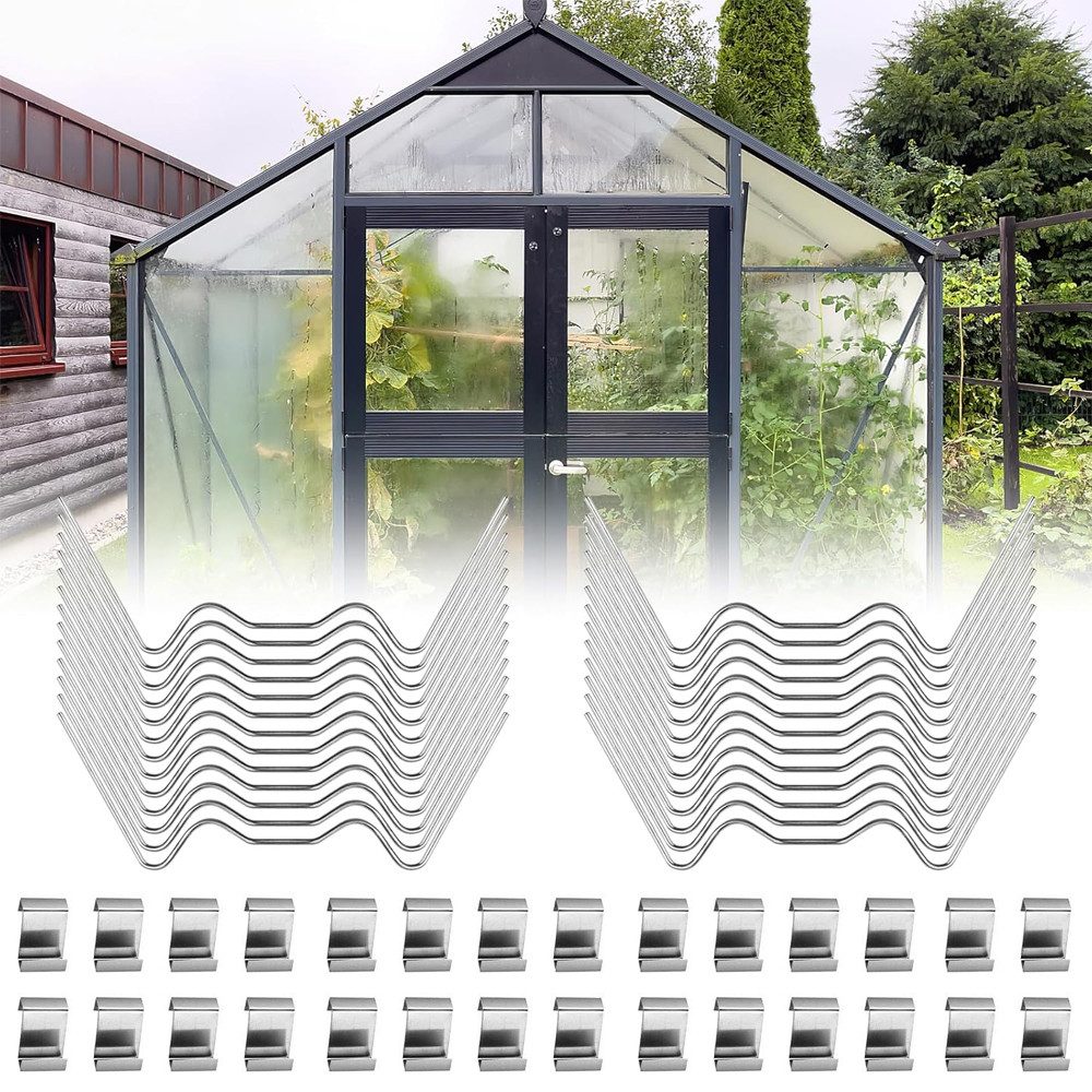 NUODWELL Pflanztunnel 120 Stück Gewächshausklammern Edelstahl, Gewächshaus Klammern