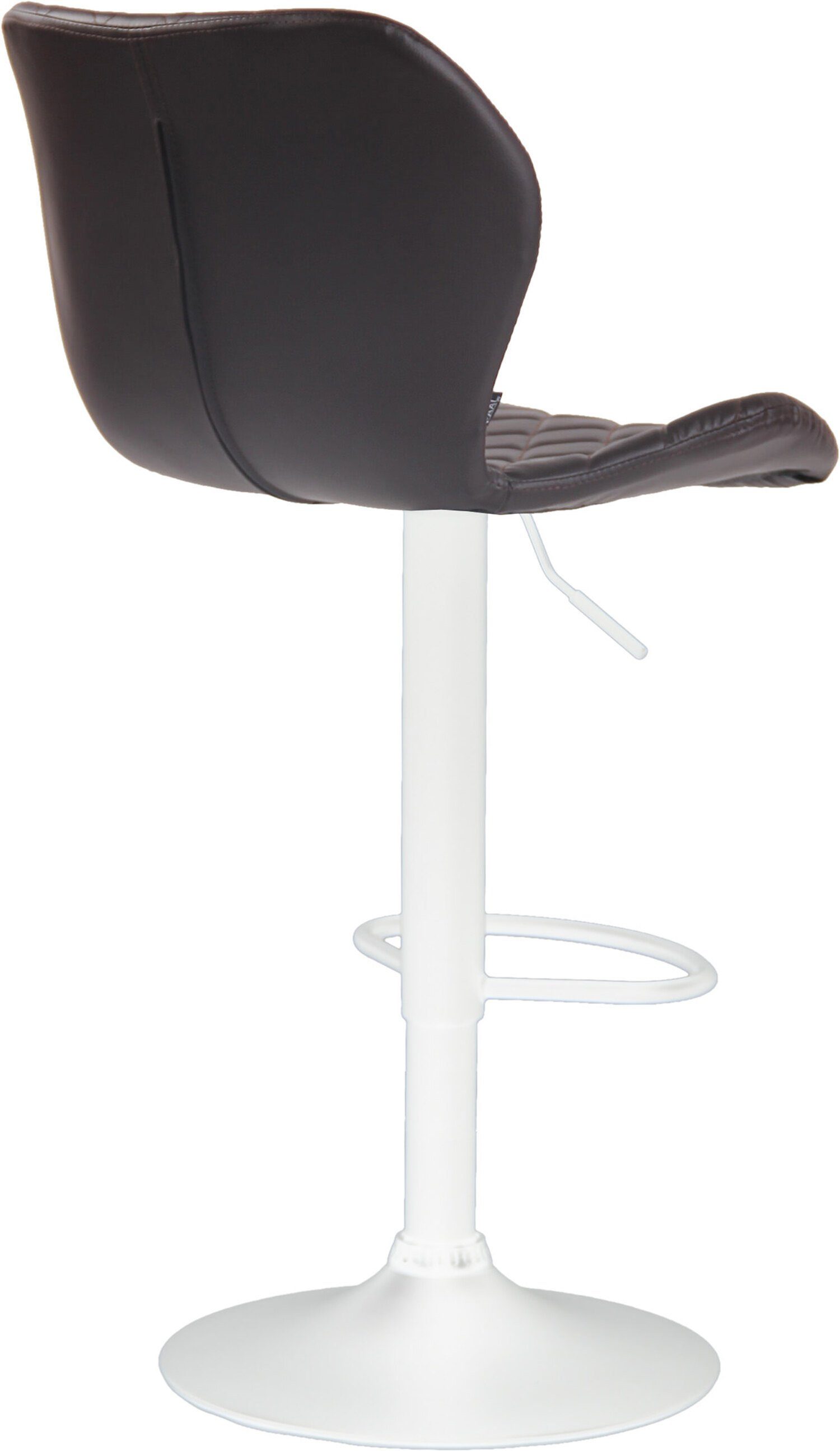 TPFLiving Barhocker Cora mit bequemer weiß 360° (Barstuhl Sitzfläche: drehbar Braun Rückenlehne Kunstleder angenehmer Metall - Gestell und und Küche Fußstütze Theke Hocker höhenverstellbar), - für &