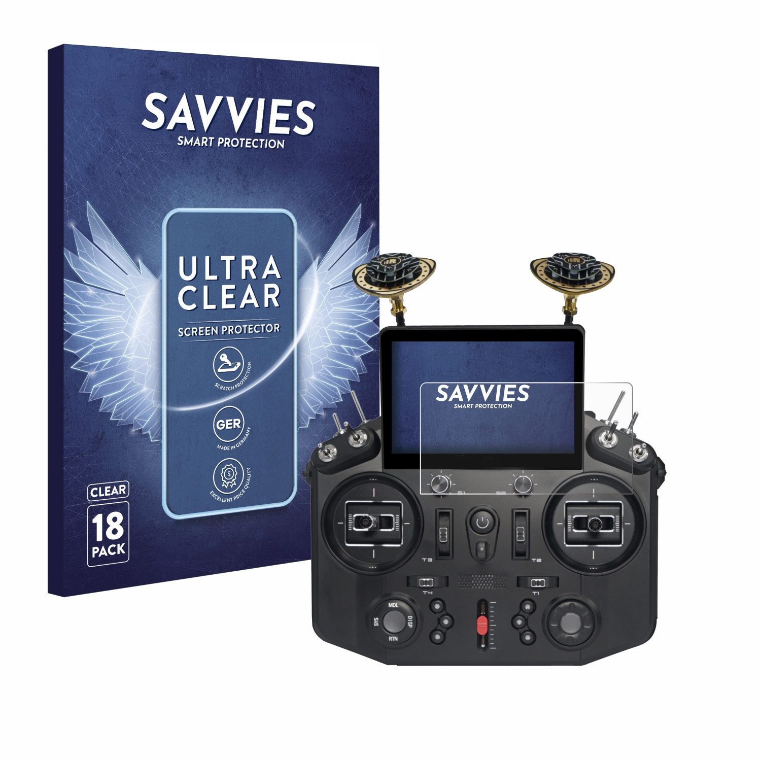 Savvies Displayschutzfolie Schutzfolie für FrSky Tandem X20 HD, 18 Stück, 18 Stück, Displayschutz Schutz Folie Klar Transparent