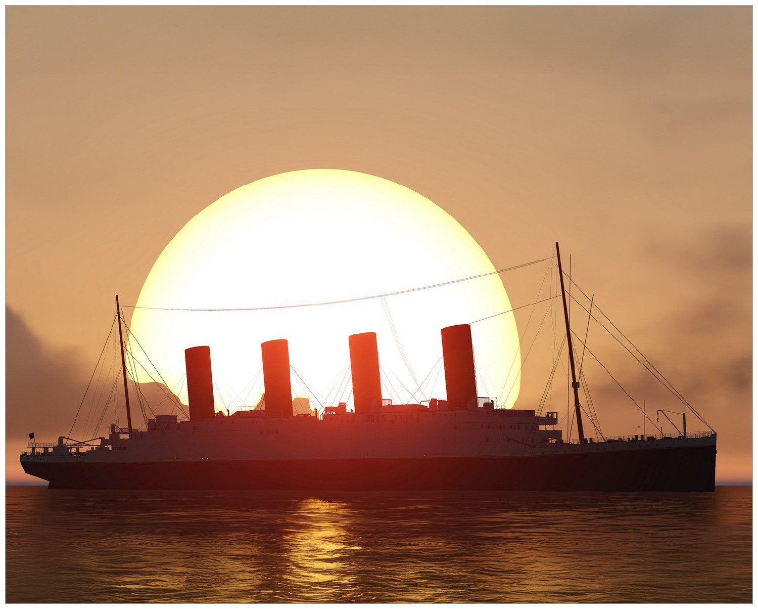 Wallario Poster, Ozeandampfer im Sonnenuntergang, in verschiedenen Ausführungen