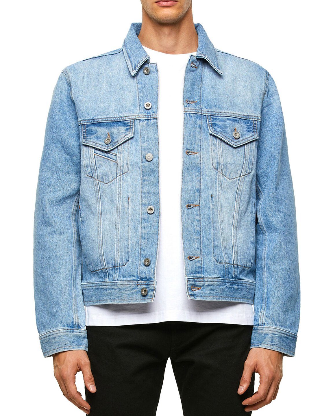 Diesel Jeansjacke Regular Fit Denim Jacke Geknöpft Hellblau - D-BRAY