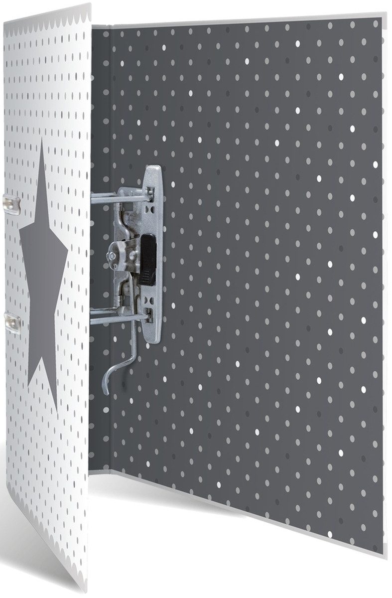 Aktenordner Motivordner A4 70mm Stars weiß gepunktet.