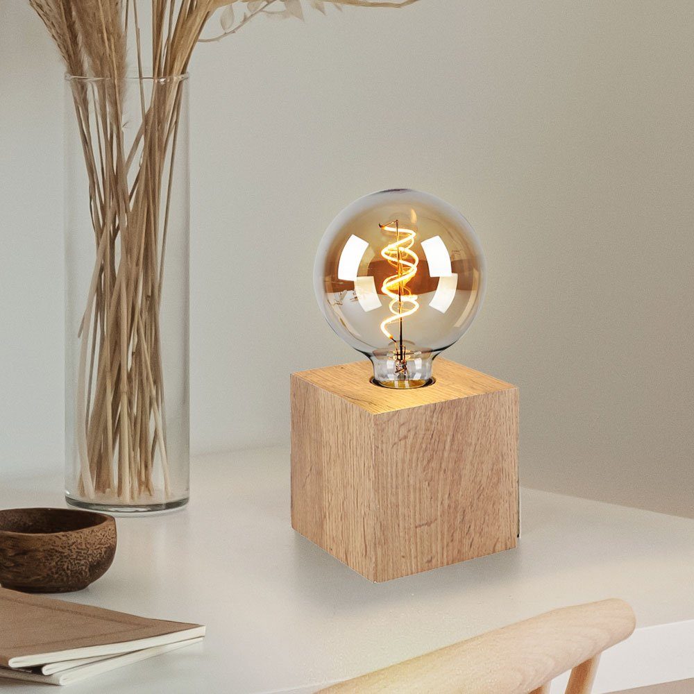 Tischlampe Leuchtmittel Leselampe Schlafzimmer Tischleuchte Holz MDF inklusive, nicht Schreibtischlampe, etc-shop