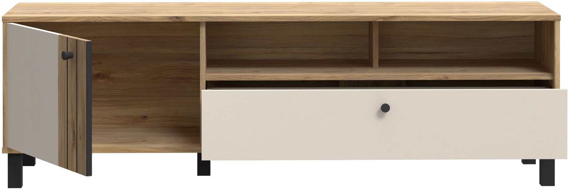 FORTE Lowboard KillarneyTV-Board, TV-Schrank, TV Board, Soft Close, Schublade, offene Fächer
