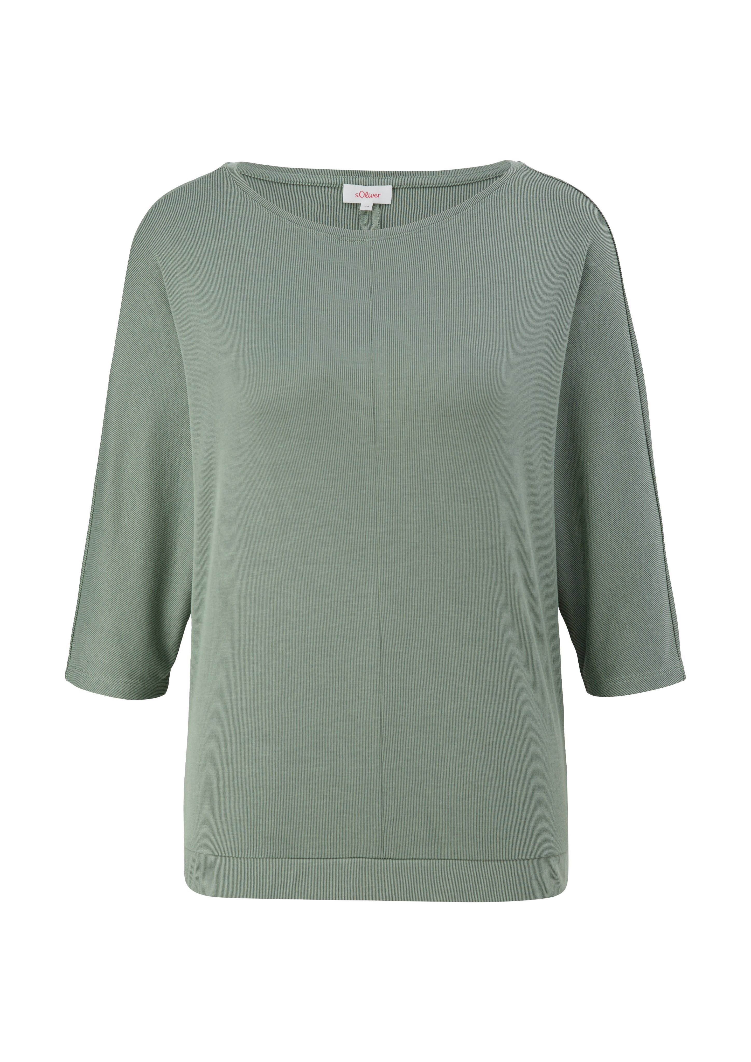 in s.Oliver green gerippter Longsleeve Optik