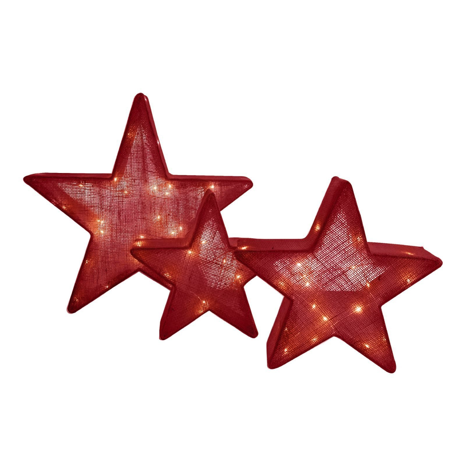 bmf-versand Lichterkette Weihnachtssterne Beleuchtet Außen 3er Set Weihnachtsbeleuchtung Sterne, Weihnachtssterne