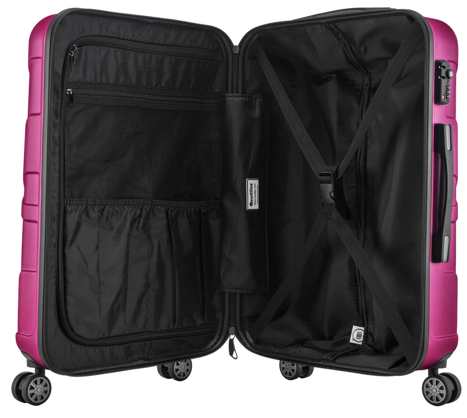 Suitline Handgepäckkoffer Rollen, L S1, Zahlenschloss, cm, 4 Leicht, TSA Magenta Packvolumen Robust, 33 55