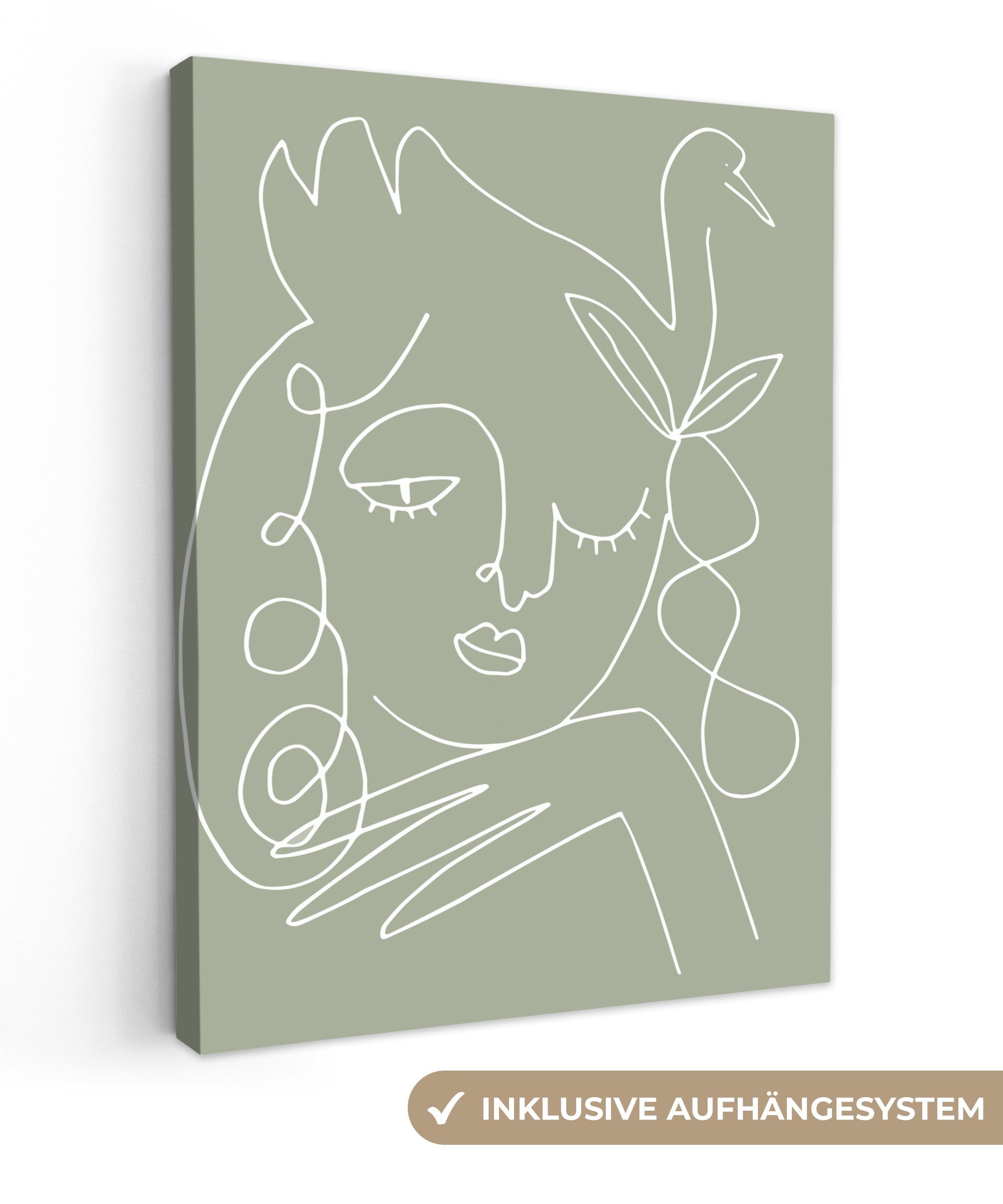 OneMillionCanvasses® Leinwandbild Frau - Vogel - günstig online kaufen