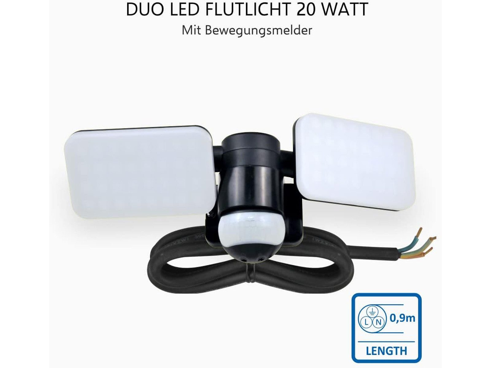 Elro Außen-Wandleuchte, Bewegungsmelder, LED fest integriert, Tageslichtweiß, Wand-Strahler mit Bewegungsmelder als Gartenbeleuchtung mit Strom 33cm