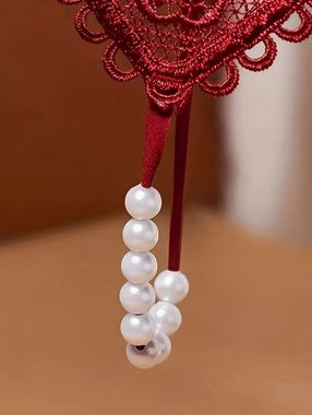 Elegant Love String-Ouvert Tanga Spitze Ouvert-String, Panty für Damen, Höschen mit Perlen sexy Reizwäsche, Lingerie, Dessous & Unterwäsche