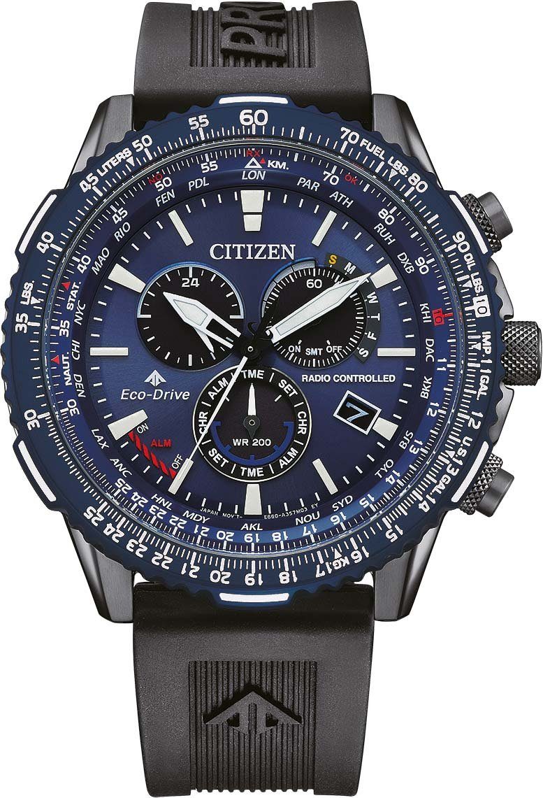 Citizen Funkchronograph Promaster Sky CB5006-02L, Armbanduhr, Herrenuhr, Solar, Stoppfunktion, bis 20 bar wasserdicht