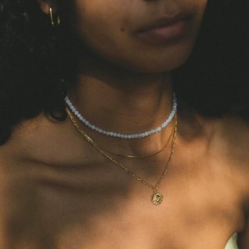 Brandlinger Perlenkette Halskette Victoria, Silber 925 vergoldet, Opalith