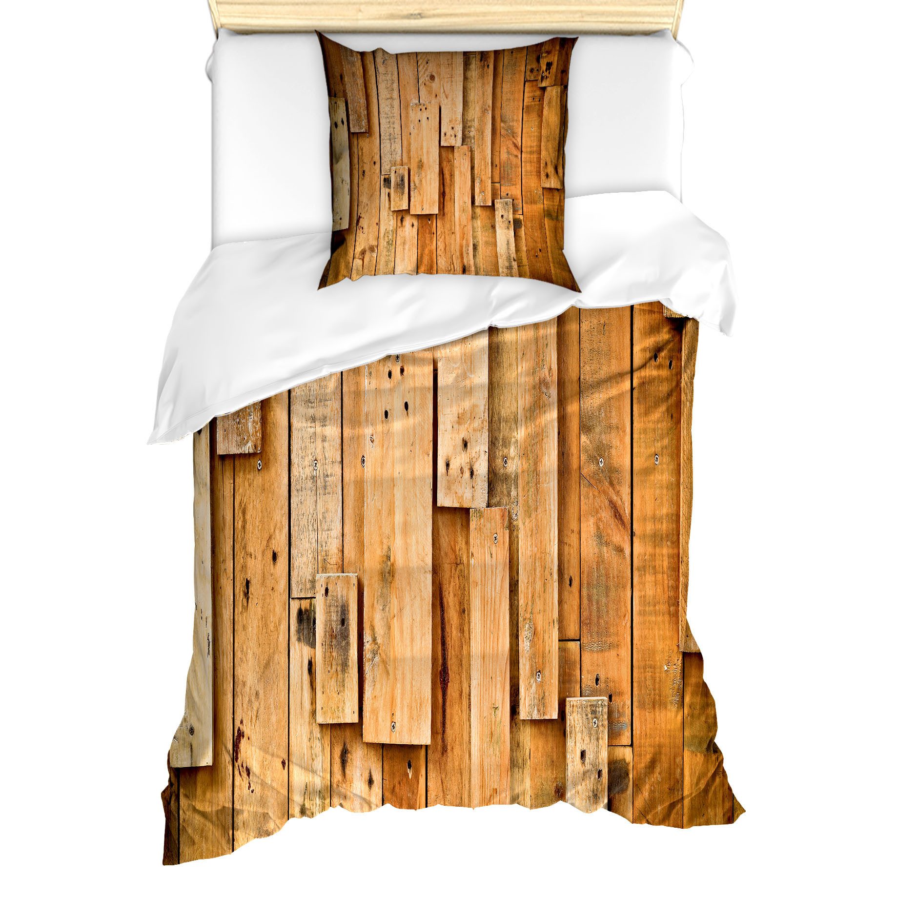 Abakuhaus Bettwäsche Milbensicher Allergiker geeignet mit Kissenbezug, Microfaser, Holz Lodge Wall Planks Drucken