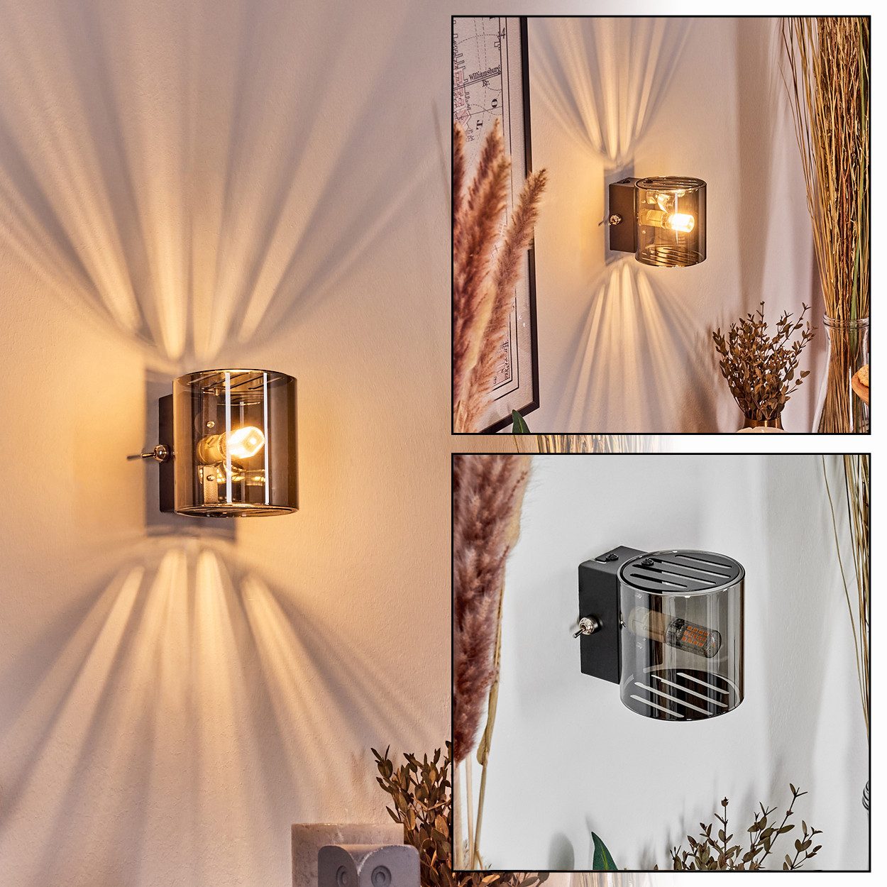 hofstein Wandleuchte Wandlampe aus Metall/Glas in günstig online kaufen