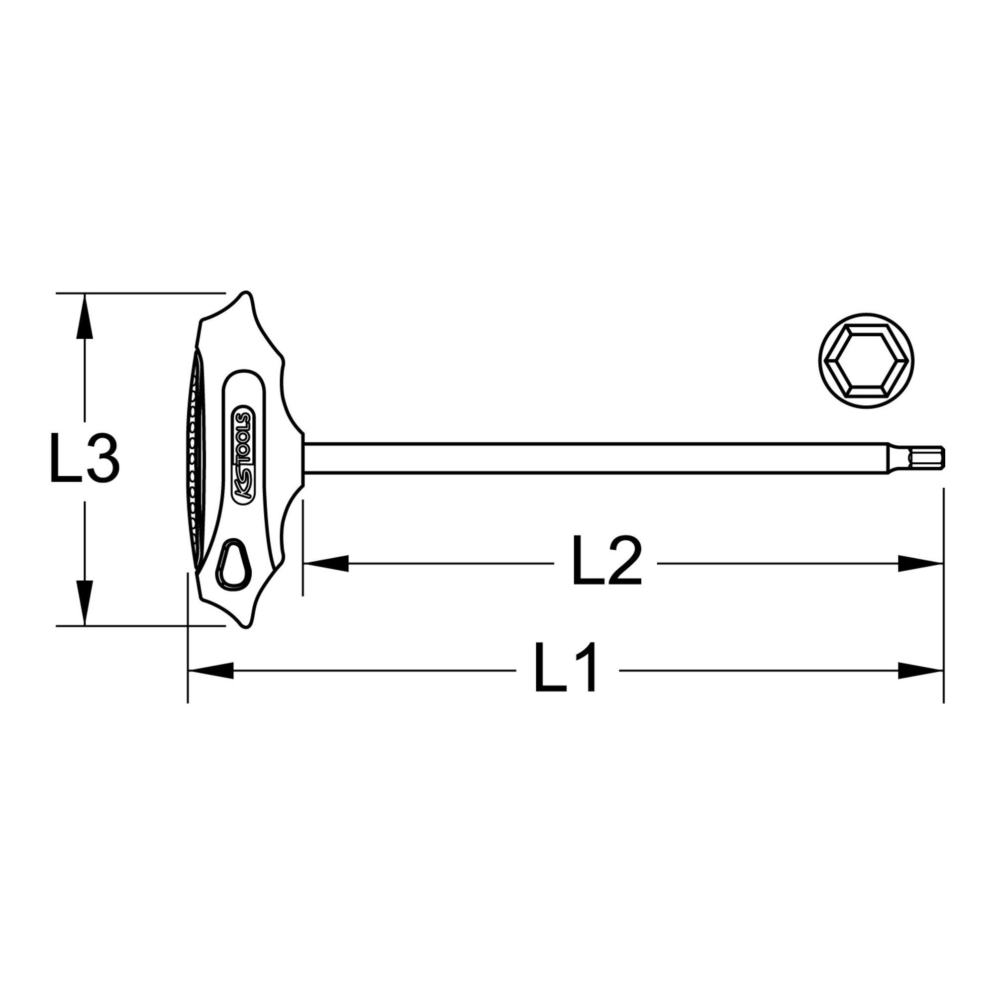 KS Tools Stiftschlüssel KS Tools BERYLLIUMplus Innensechskant-Winkelstiftschlüssel, T-Griff 5