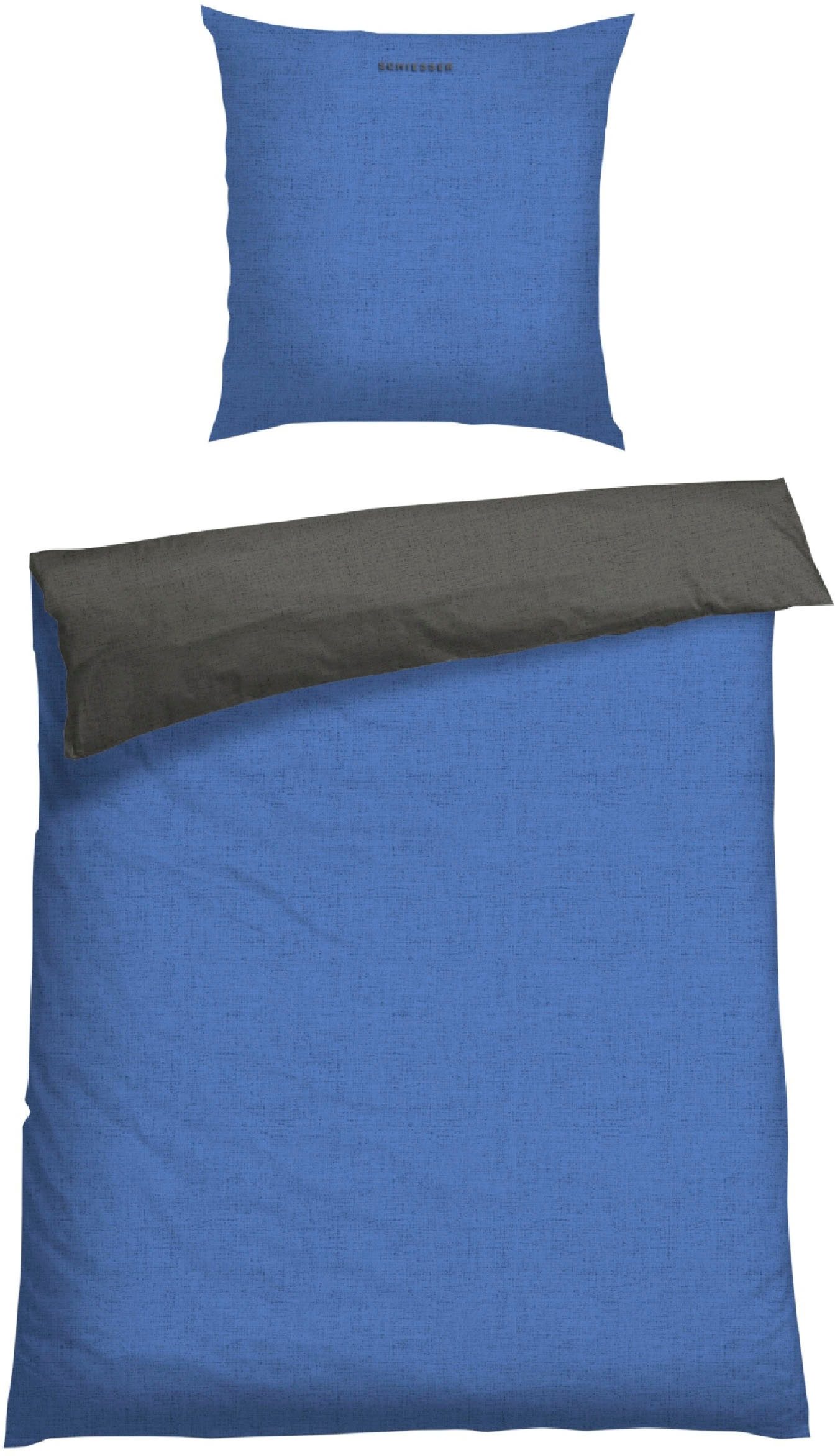 Schiesser Wendebettwäsche Doubleface aus weicher Baumwolle mit edlem Melangeeffekt, Renforcé, 2 teilig, ab Größe 135x200 cm erhältlich, Made in Green