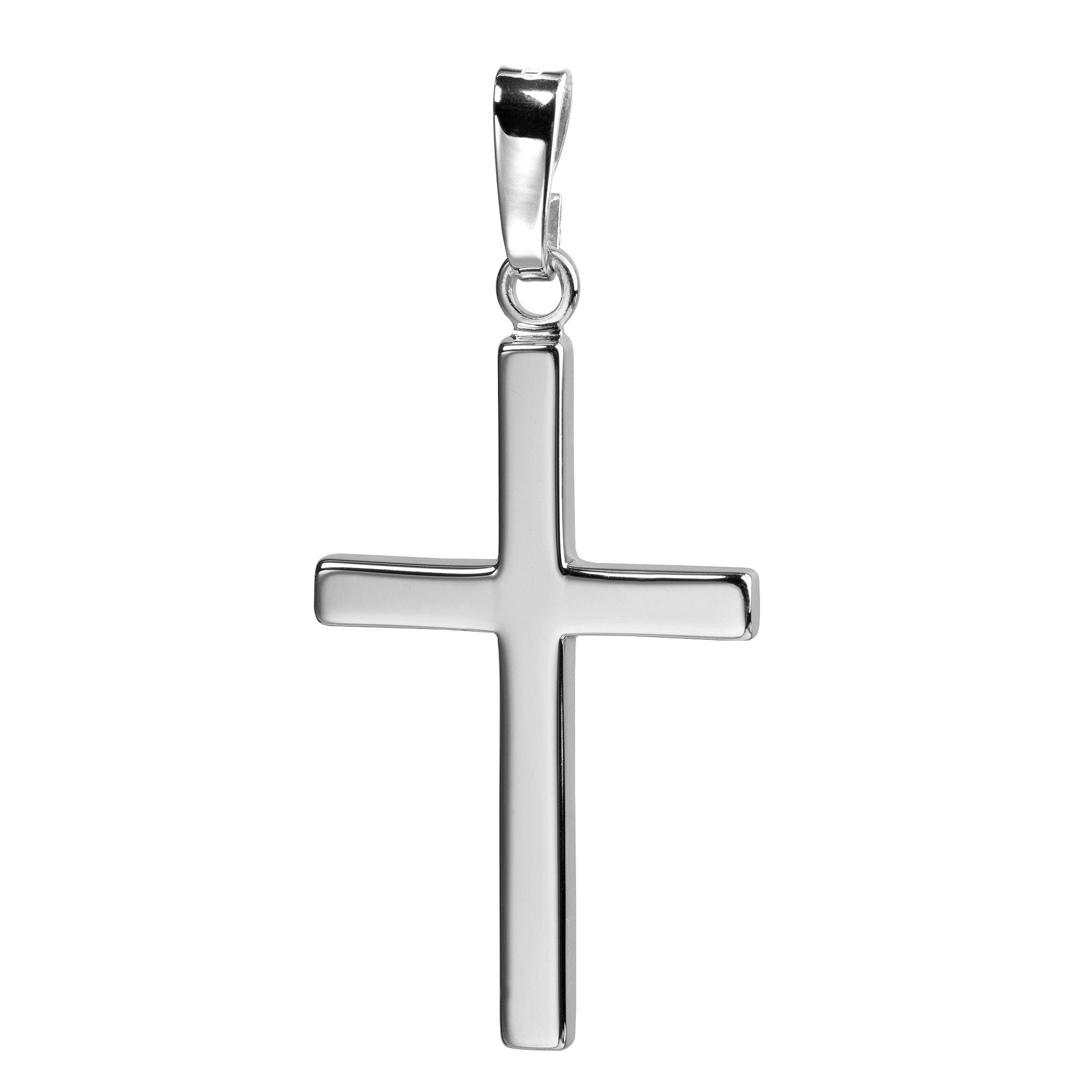 JEVELION Kreuzkette Kreuzanhänger 925 Silber - Made in Germany (Silberkreuz, für Damen und Herren), Mit Silberkette 925 - Länge wählbar 36 - 70 cm oder ohne Kette.