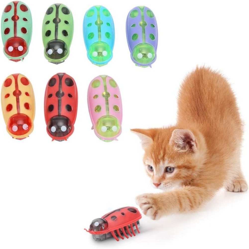 BlingBin Tier-Intelligenzspielzeug 7 Stück Katze elektrisch Marienkäfer Spielzeug, Kunststoff, 7er Set (7-tlg) Lustiges Haustier Interaktives Spielzeug