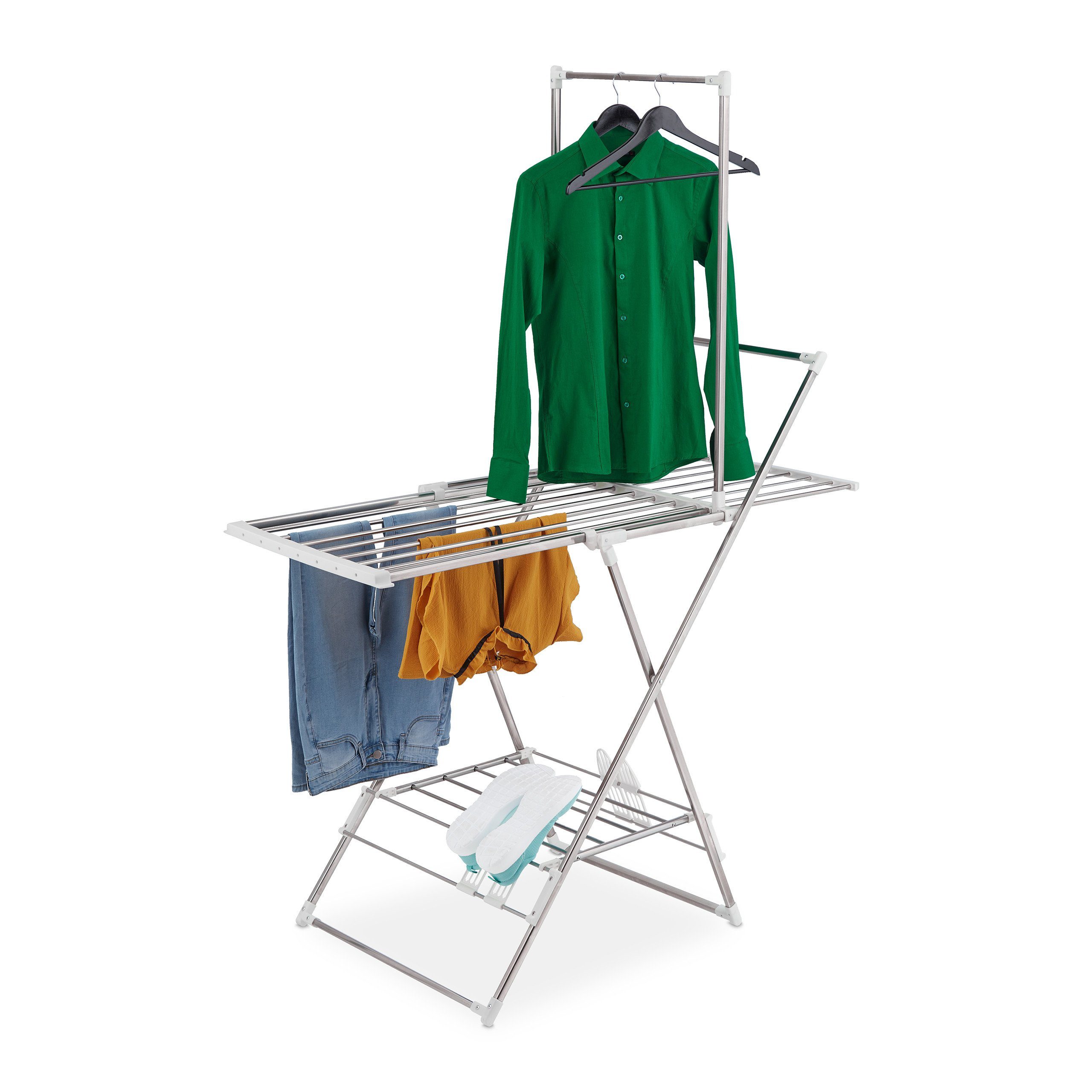 relaxdays Wäscheständer »Wäscheständer mit Hemdhalter Edelstahl« online  kaufen | OTTO