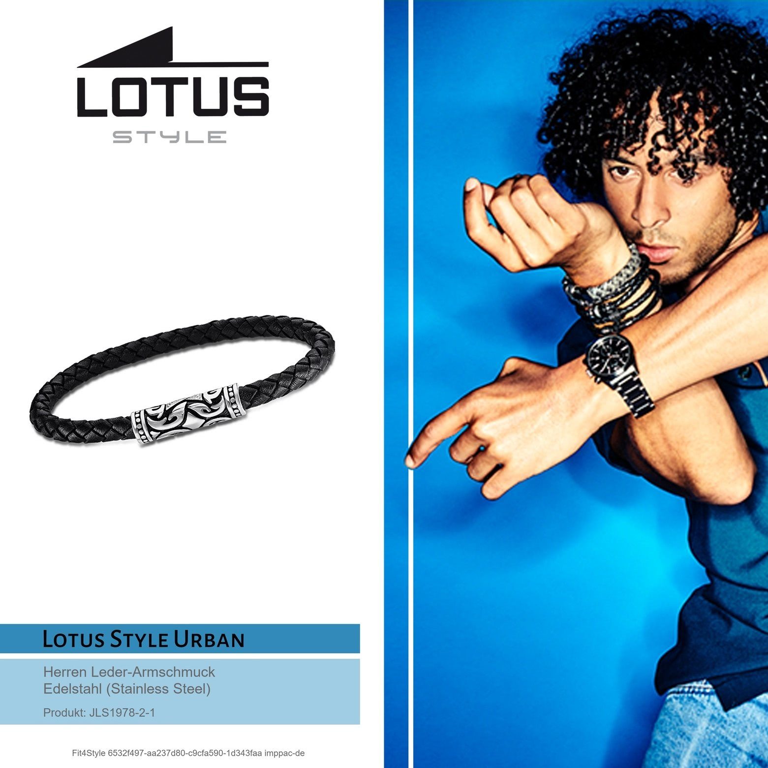 Lotus Style Armband für LOTUS (Armband), schwarz Style (Stainless aus Herren Edelstahl Echtleder Armband Steel)