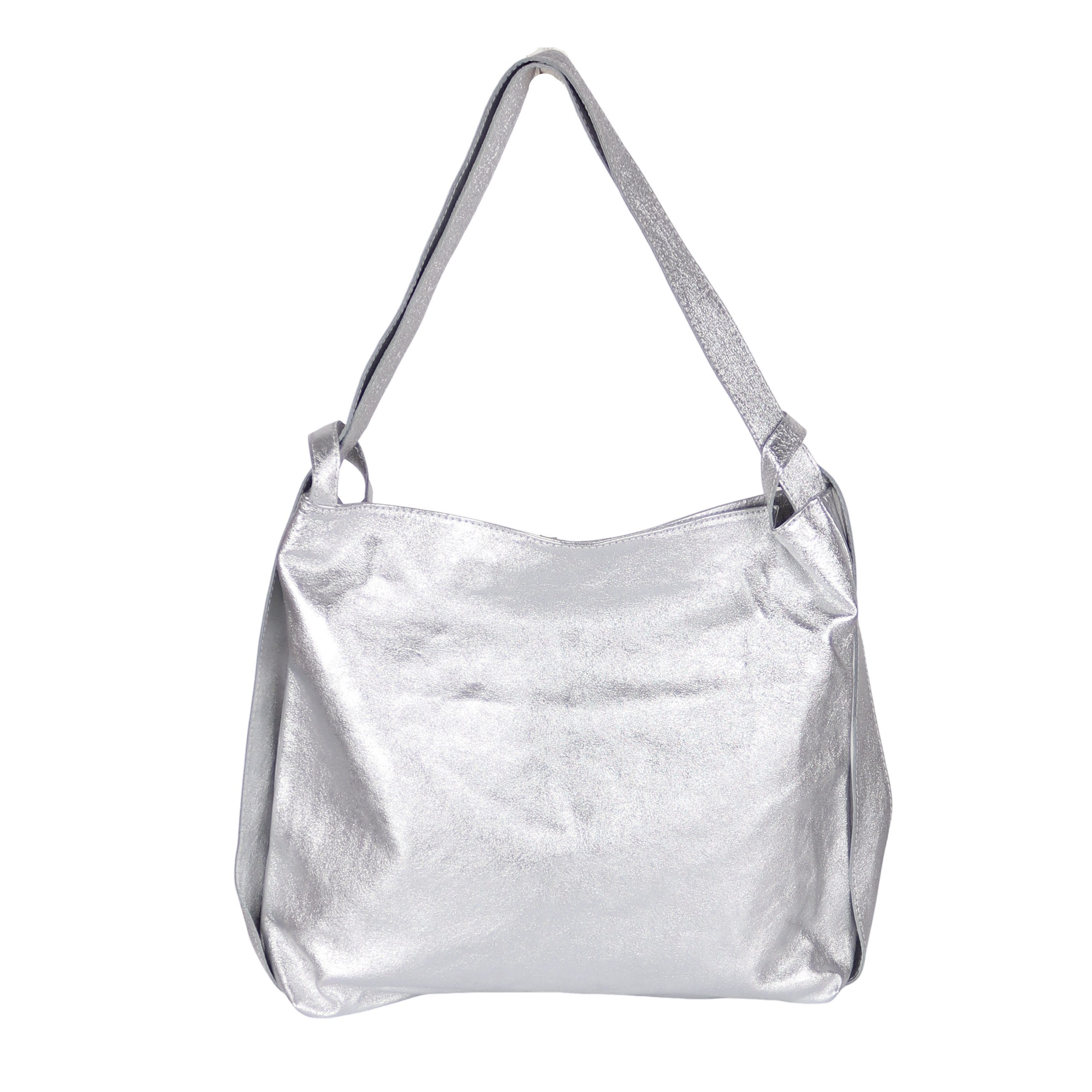 MIRROSI Beuteltasche aus Echtleder, Made in Italy, Shopper Tasche auch als Rucksack 2 in 1, Tragetasche (47x37x9cm) mit viel Stauraum