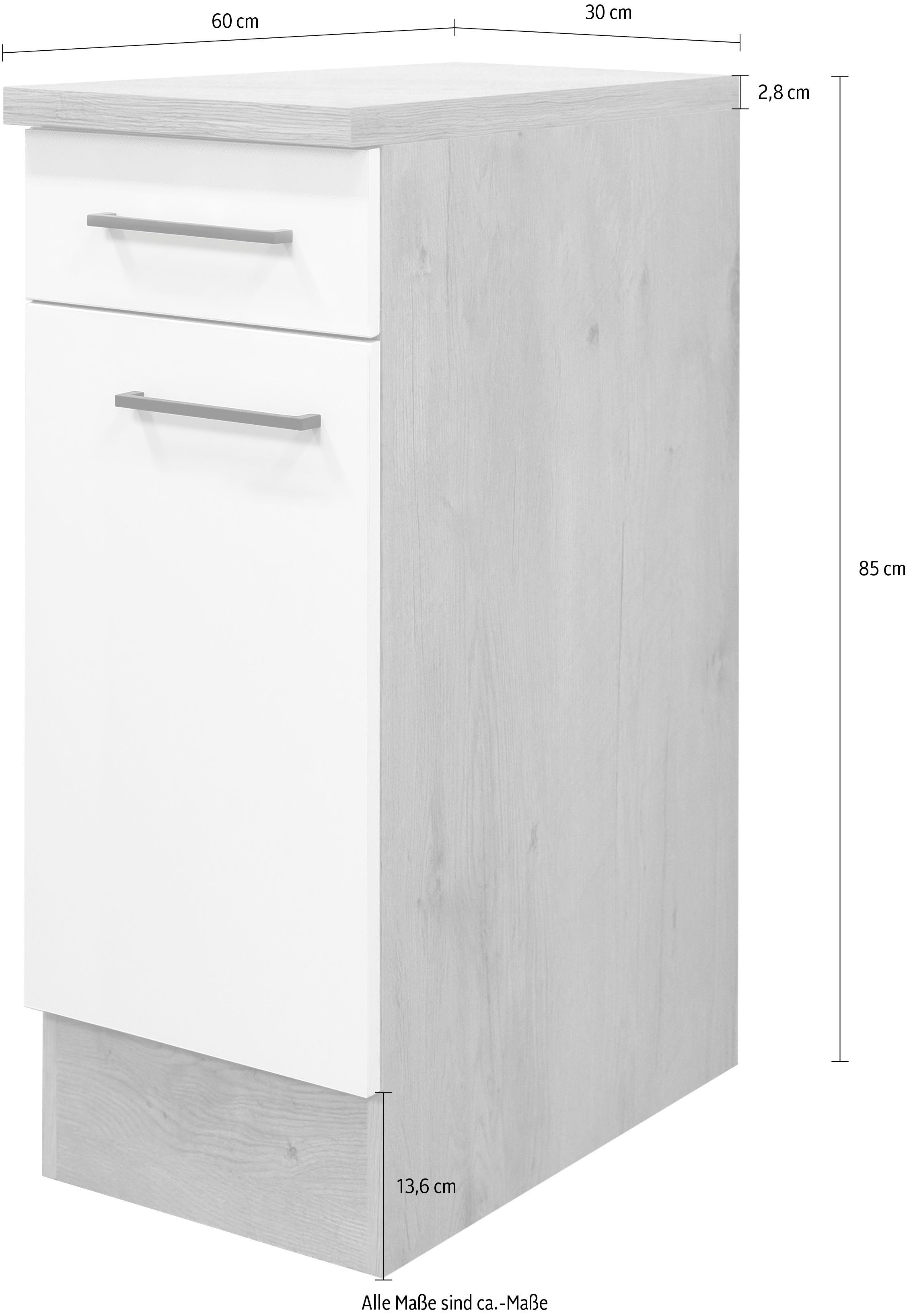 Flex-Well Unterschrank Vintea (B x H x T) 30 x 85 x 60 cm, mit Metallgriffen
