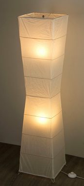 TRANGO LED Stehlampe, 1209 Papier Standleuchte *LADY* Reispapier Lampe in weiß *HANDMADE* inkl. 2x E14 Fassung I Form: konkav I Höhe ca. 123cm, Wohnzimmer Lampe, Lampenschirm aus Papier, Stehleuchte