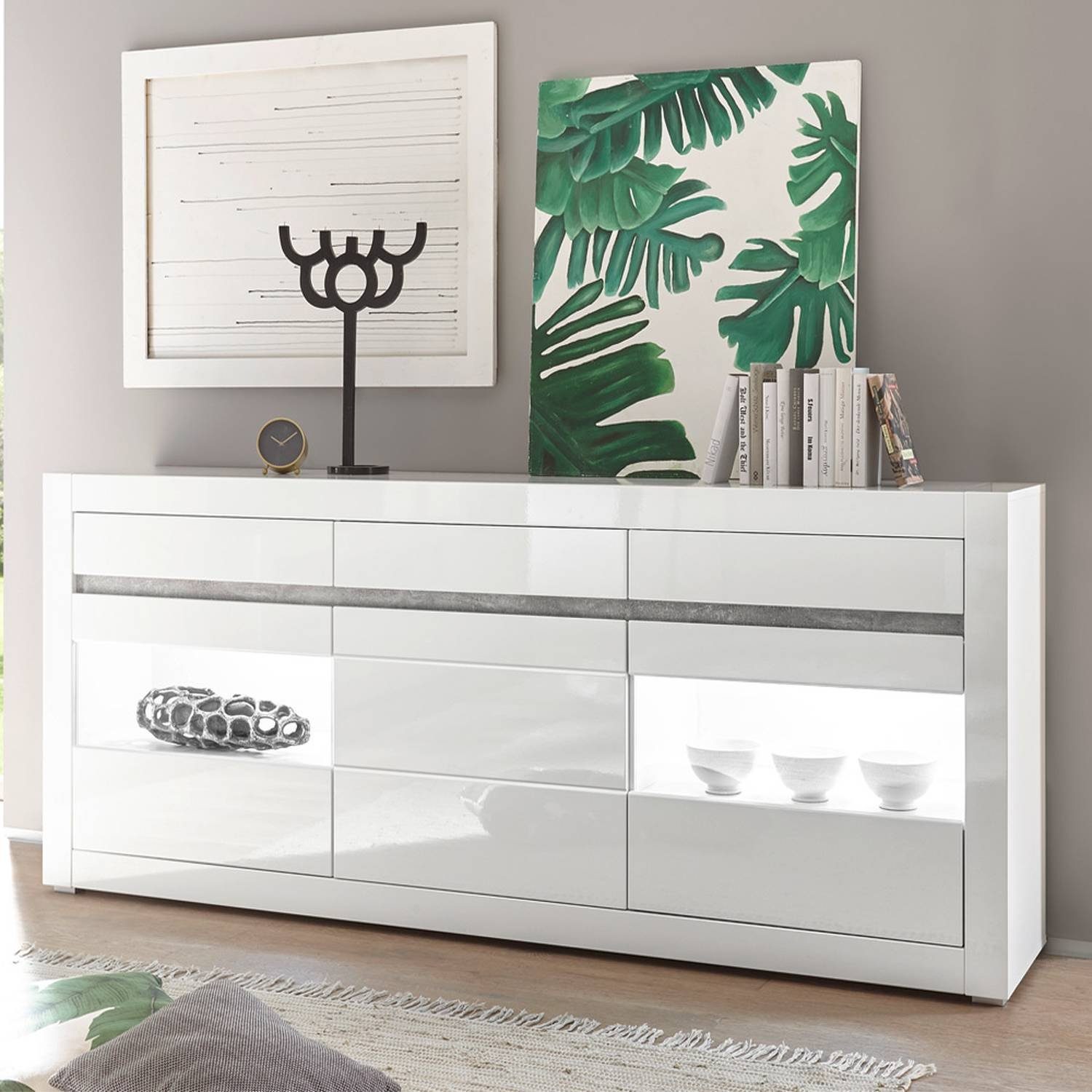 Lomadox Kommode »COGO-61«, Das moderne Sideboard in weiß Hochglanz verleiht  Ihrem Wohnzimmer ein elegantes Erscheinungsbild, pflegeleichte Oberflächen,  bietet viel Stauraum, LED online kaufen | OTTO
