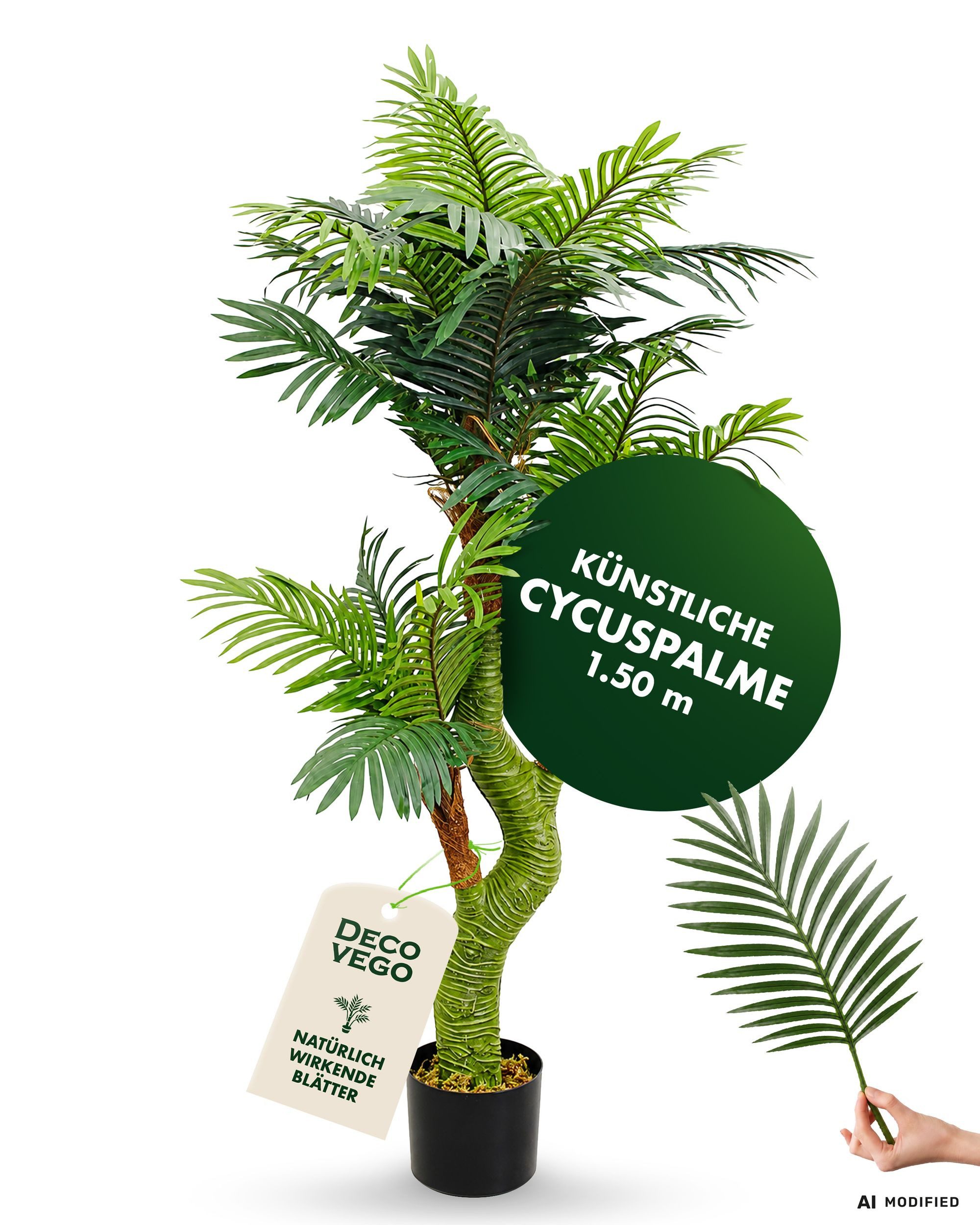 Kunstpalme Palme Cycuspalme Kunstpflanze Künstliche Pflanze mit Topf 165 cm Cycuspalme, Decovego, Höhe 165 cm. € 62,99