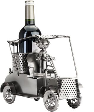 BRUBAKER Weinflaschenhalter Golfer im Golfcart, (inklusive Grußkarte), Weinhalter Metall Skulptur, Wein Geschenk Flaschenhalter Golf