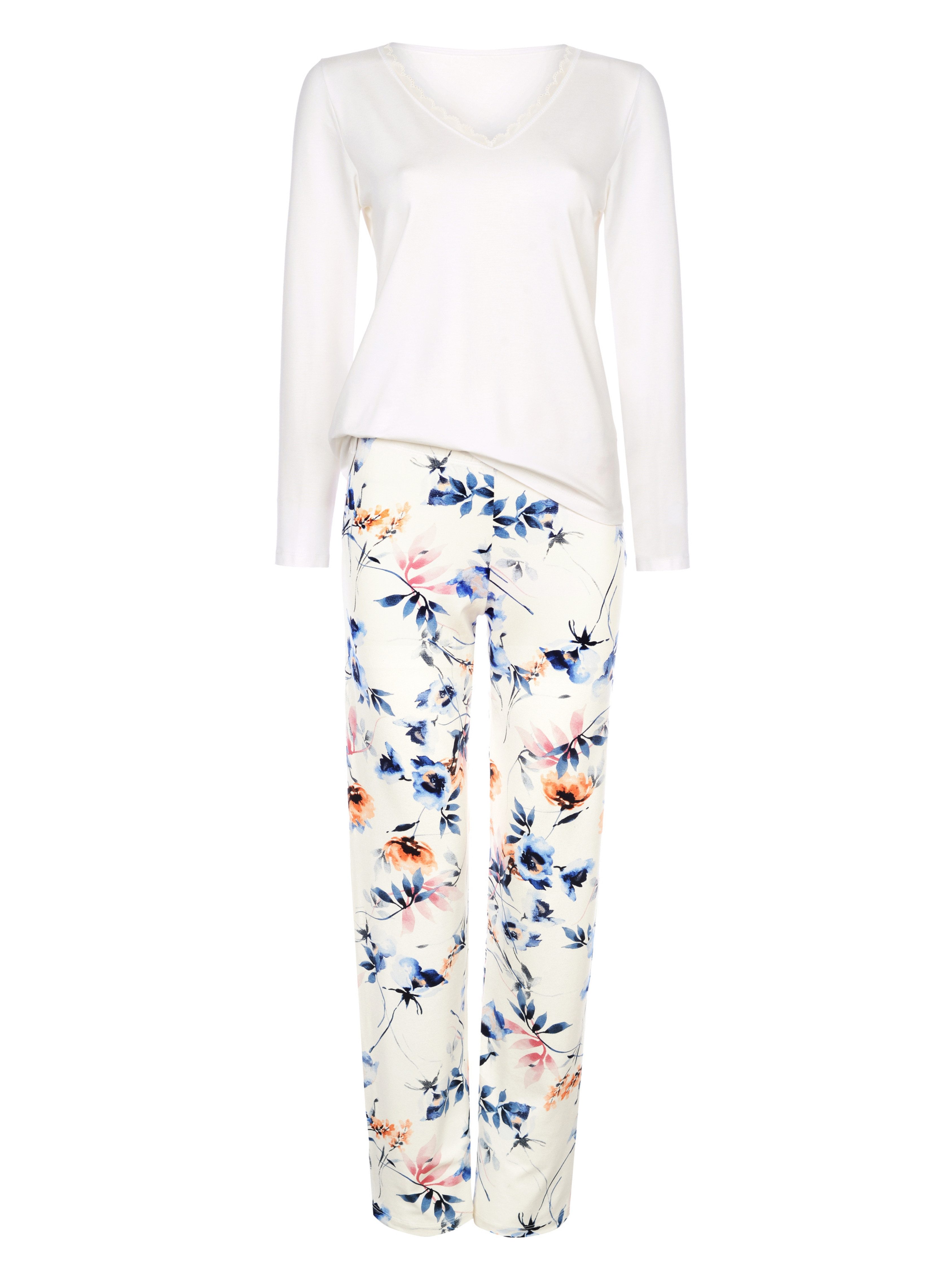 Donna Schlafanzug Basic Pyjama mit Blumen-Druck günstig online kaufen