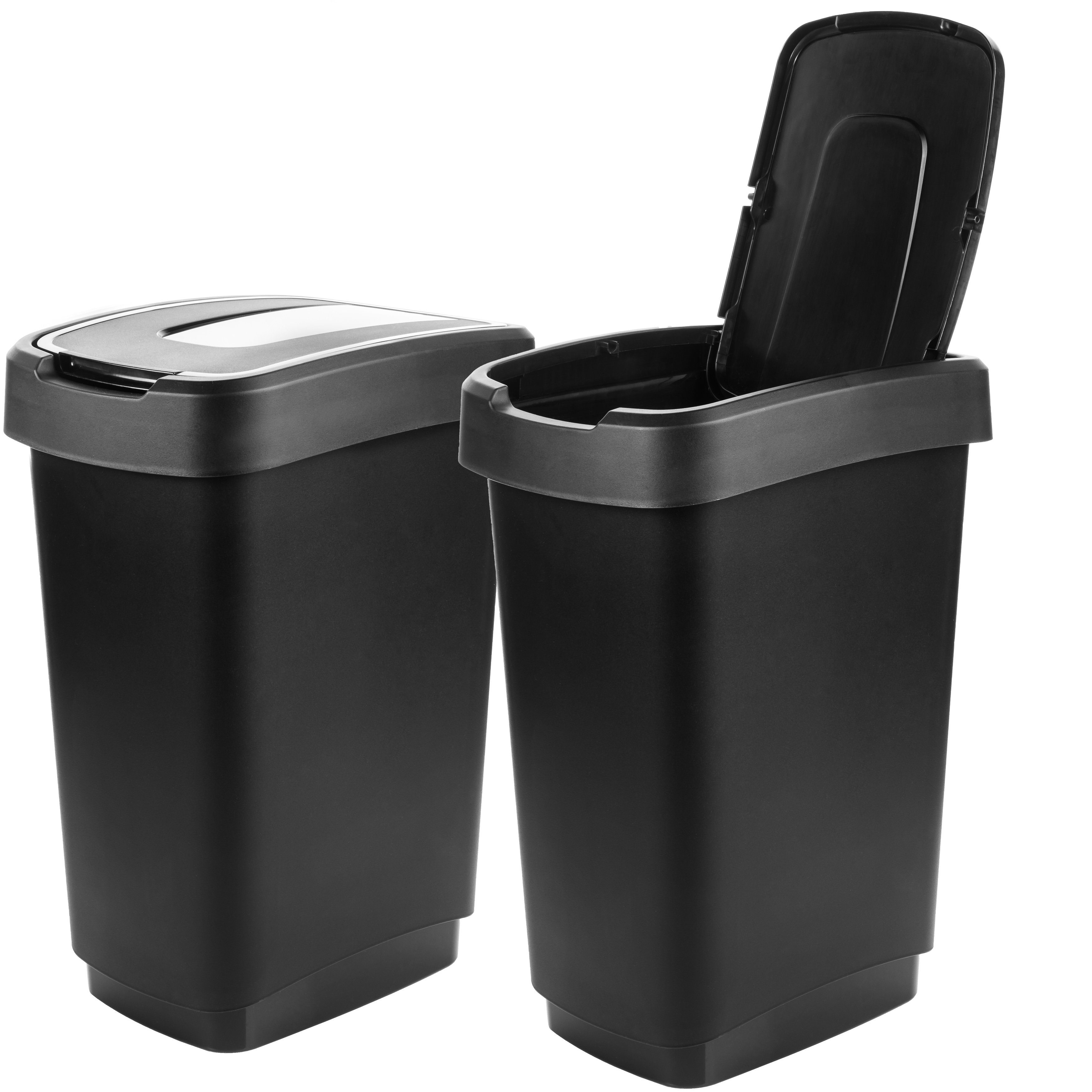 Centi Мусорные урны 2 Мусорные урны Abfalleimer mit Schwingdeckel, je ca 50 l, Мусорные урны, je ca 50 l, 56 * 29 * 39 aus recyceltem Kunststoff